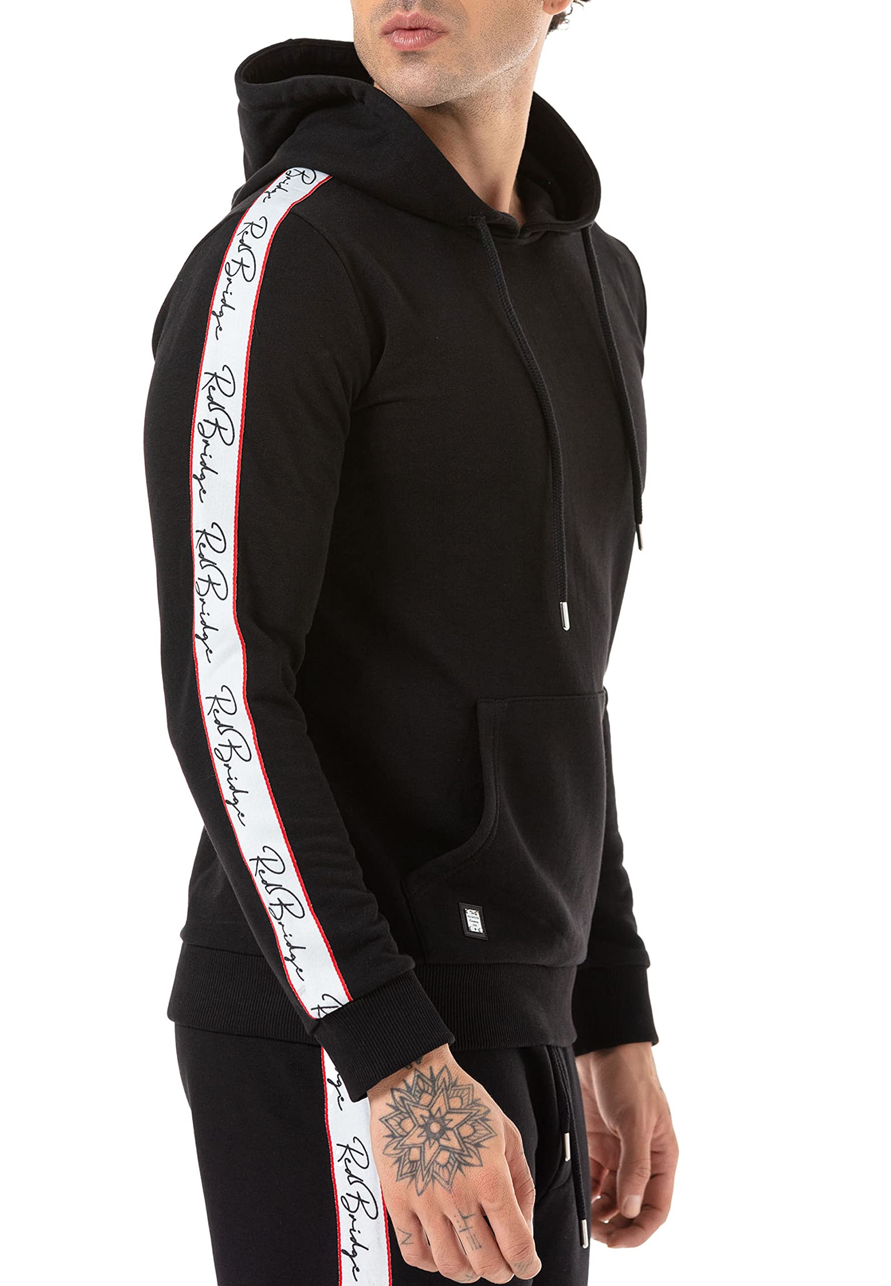 redbridge-streifen-kapuzenpullover-herren-schwarz-hoodie image 2