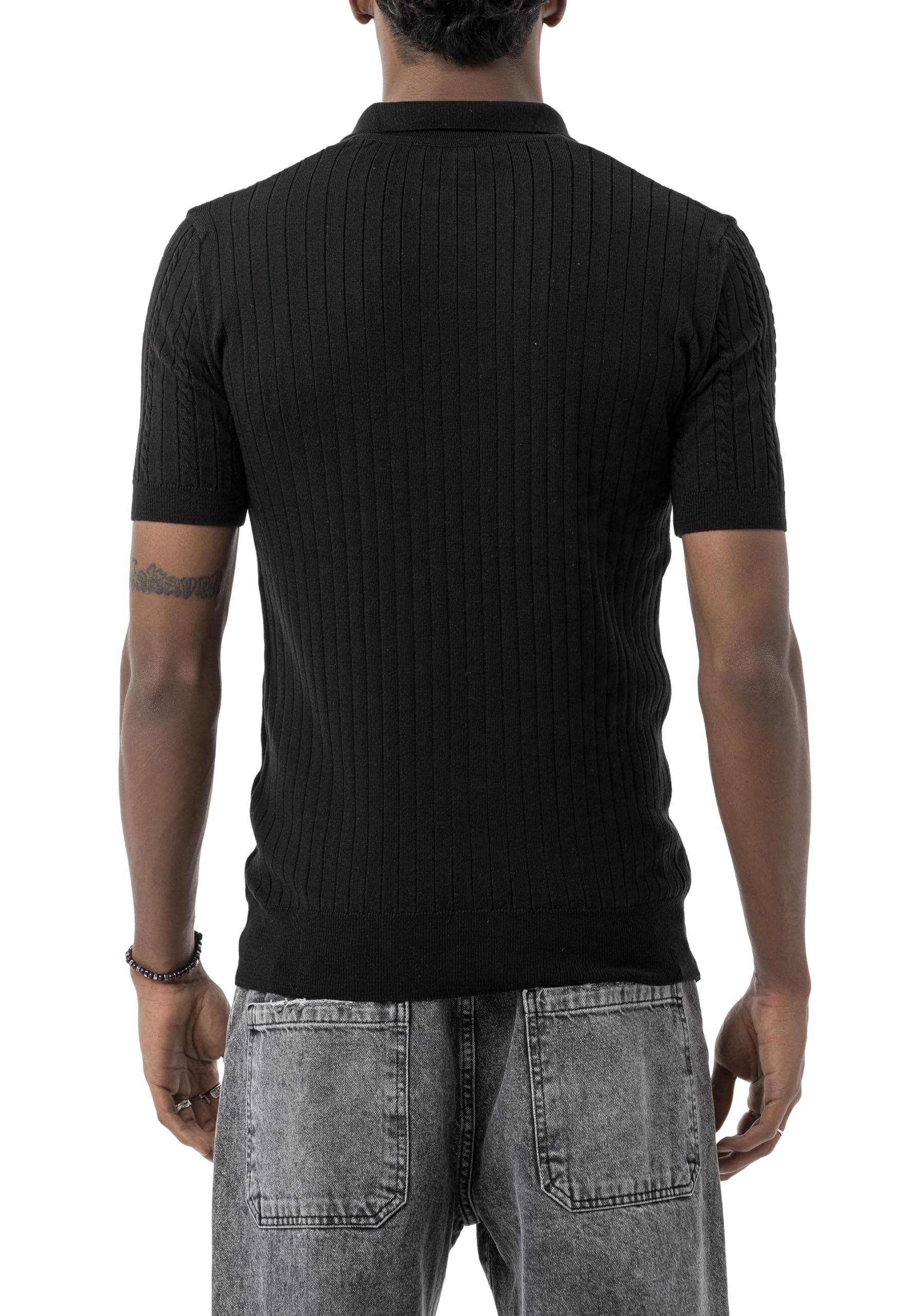redbridge-poloshirts-herren-strick-polo-zopfmuster-slim-fit image 3