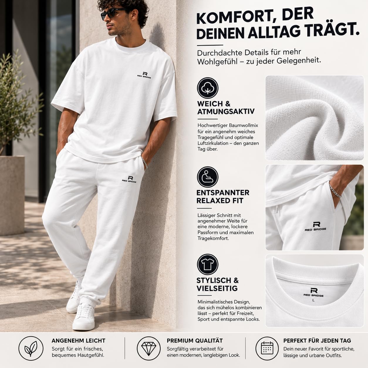 redbridge-jogginganzug-herren-set-schwarz-t-shirt-hose-basic image 5
