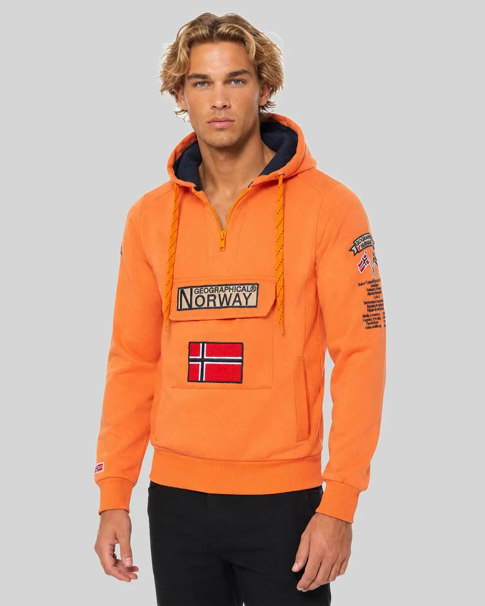 geographical-norway-gymclass-fluo-hoodie-orange-fluo-herren image 1
