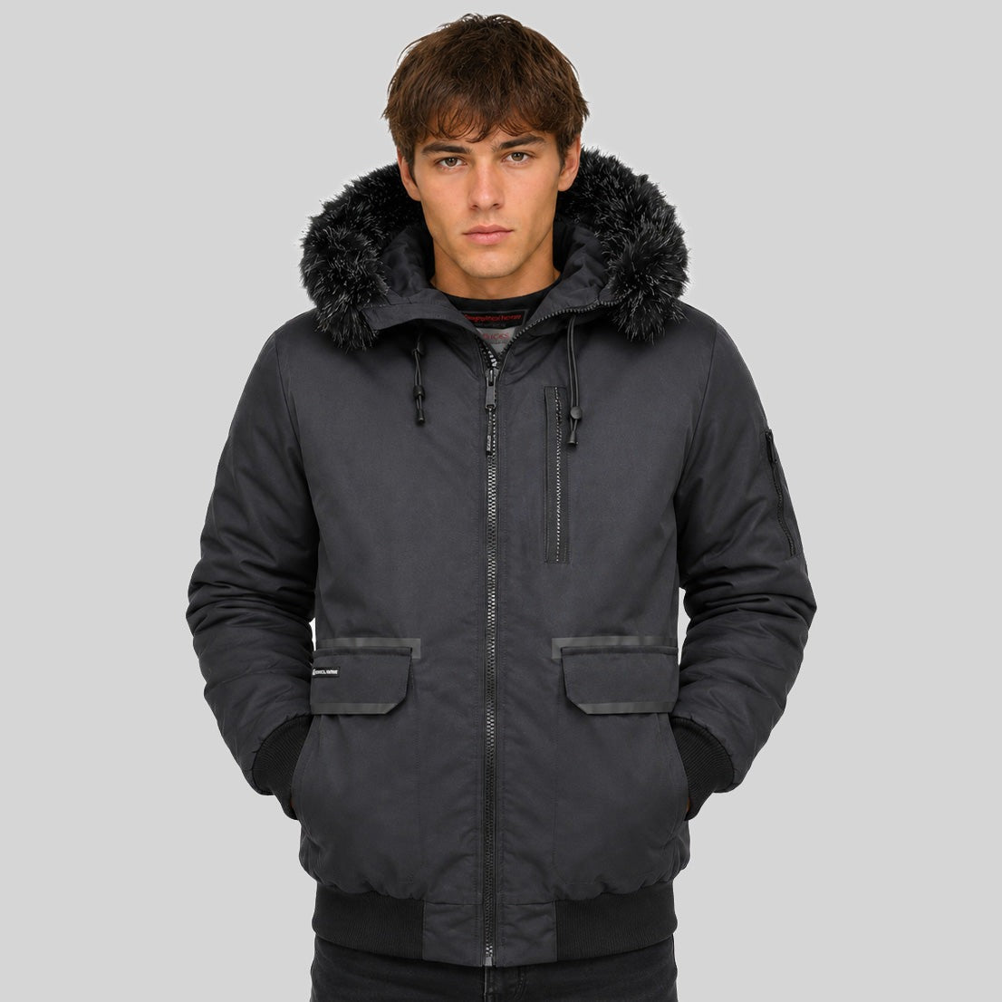 geographical-norway-dady-herren-winterparka-schwarz-mit-fell image 1