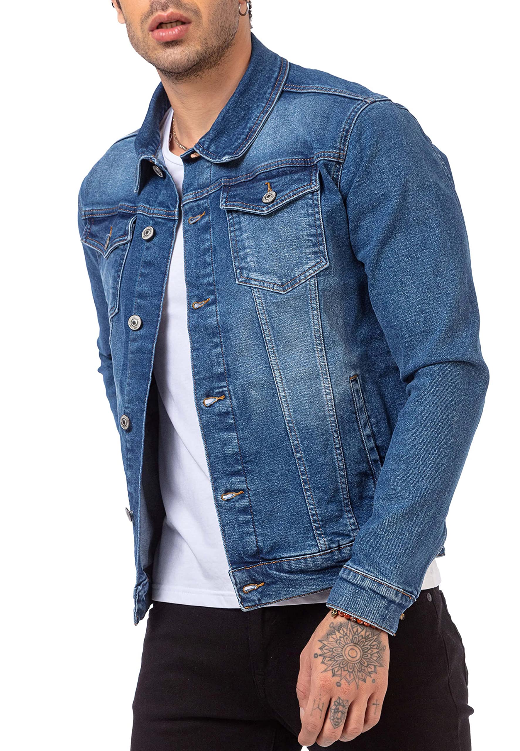 redbridge-jeansjacke-herren-denim-blau-knopfleiste-taschen image 3