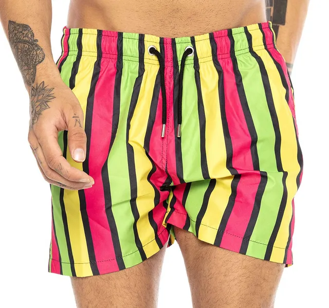 redbridge-shorts-herren-badehose-neon-stripes-gelb-l image 1