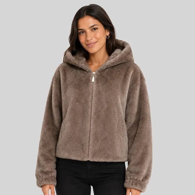 geographical-norway-dadani-damen-fleecejacke-taupe-mit-kapuze image 1