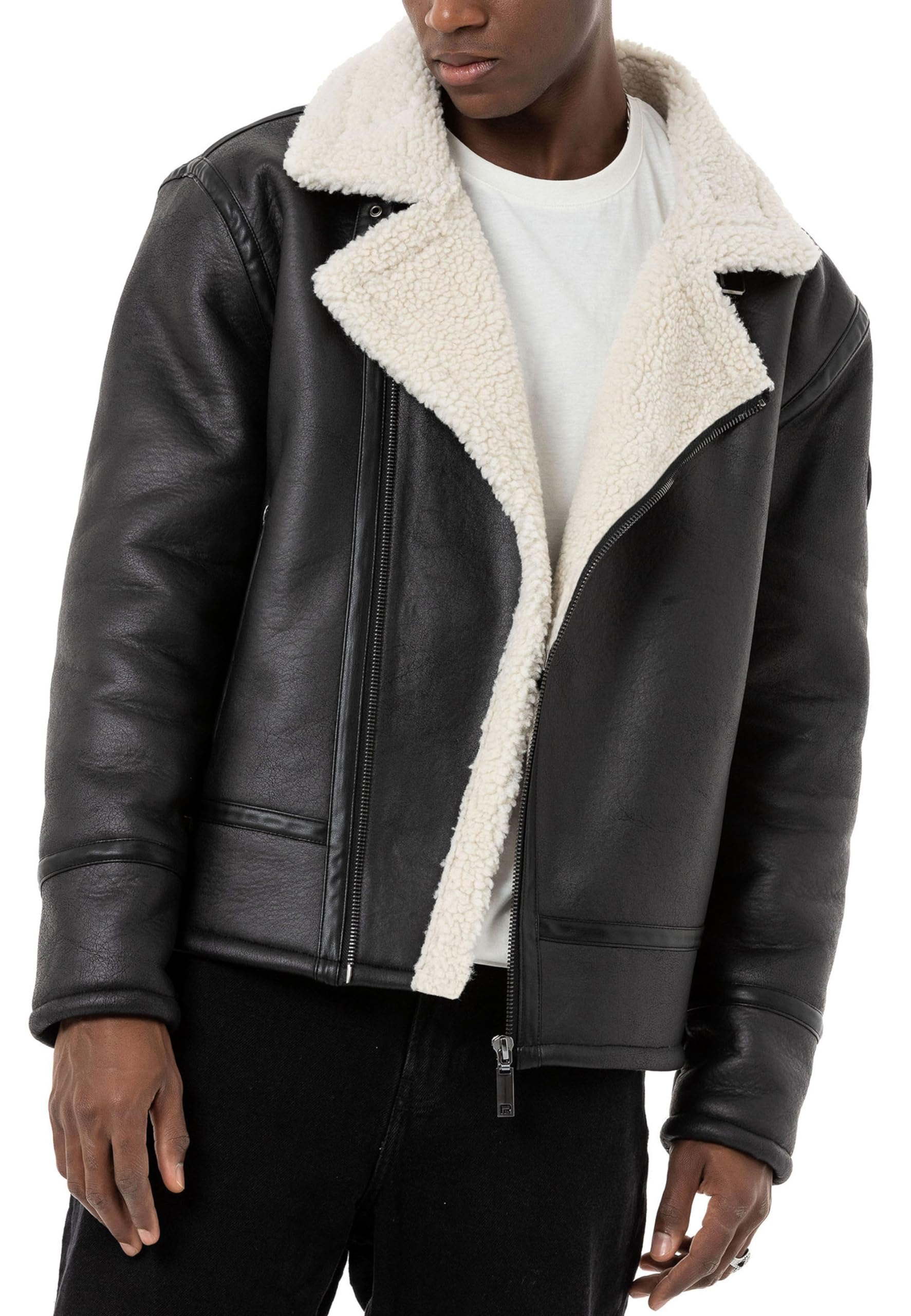redbridge-balboa-fliegerjacke-kunstleder-herren-fellkragen image 5