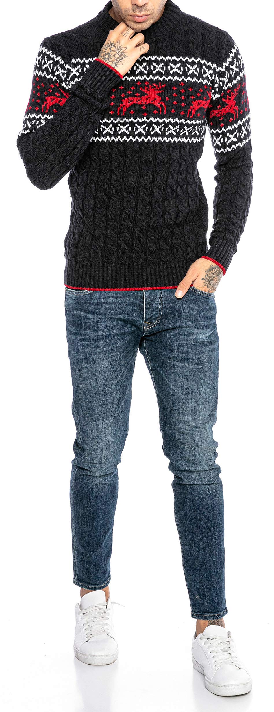 redbridge-m3119-norweger-pullover-herren-slim-fit-blau-l-rentier image 4