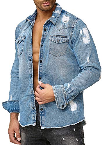 redbridge-jeanshemd-herren-blau-oversized-destroyed-l image 6