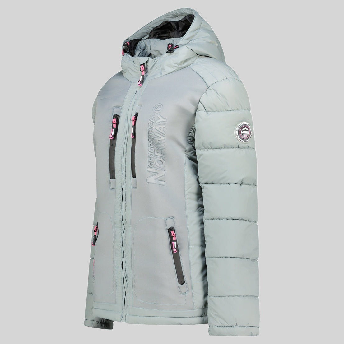geographical-norway-beachwood-damen-steppjacke-hellgrau-kapuze image 4