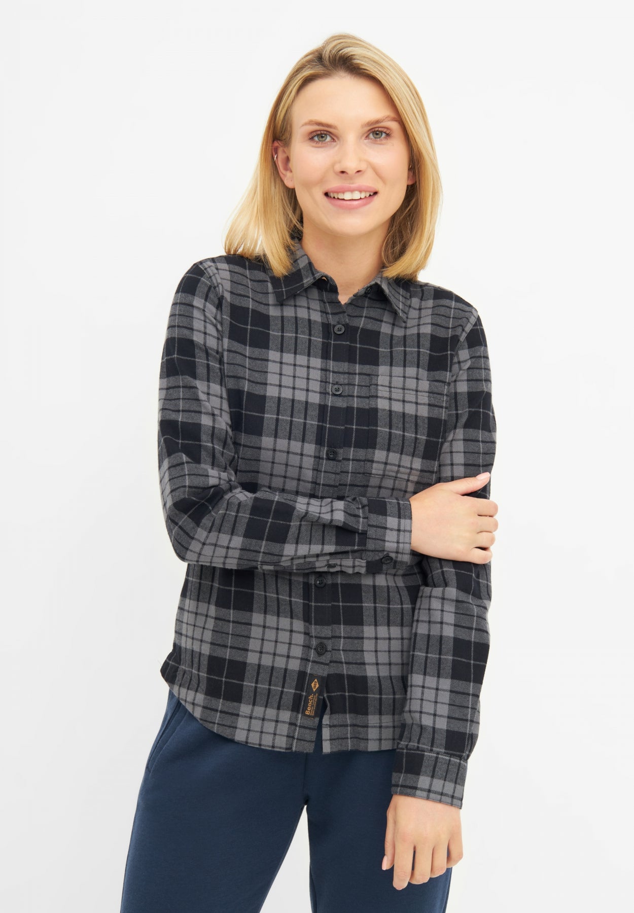 bench-carlowly-flanellbluse-damen-black-baumwolle image 2