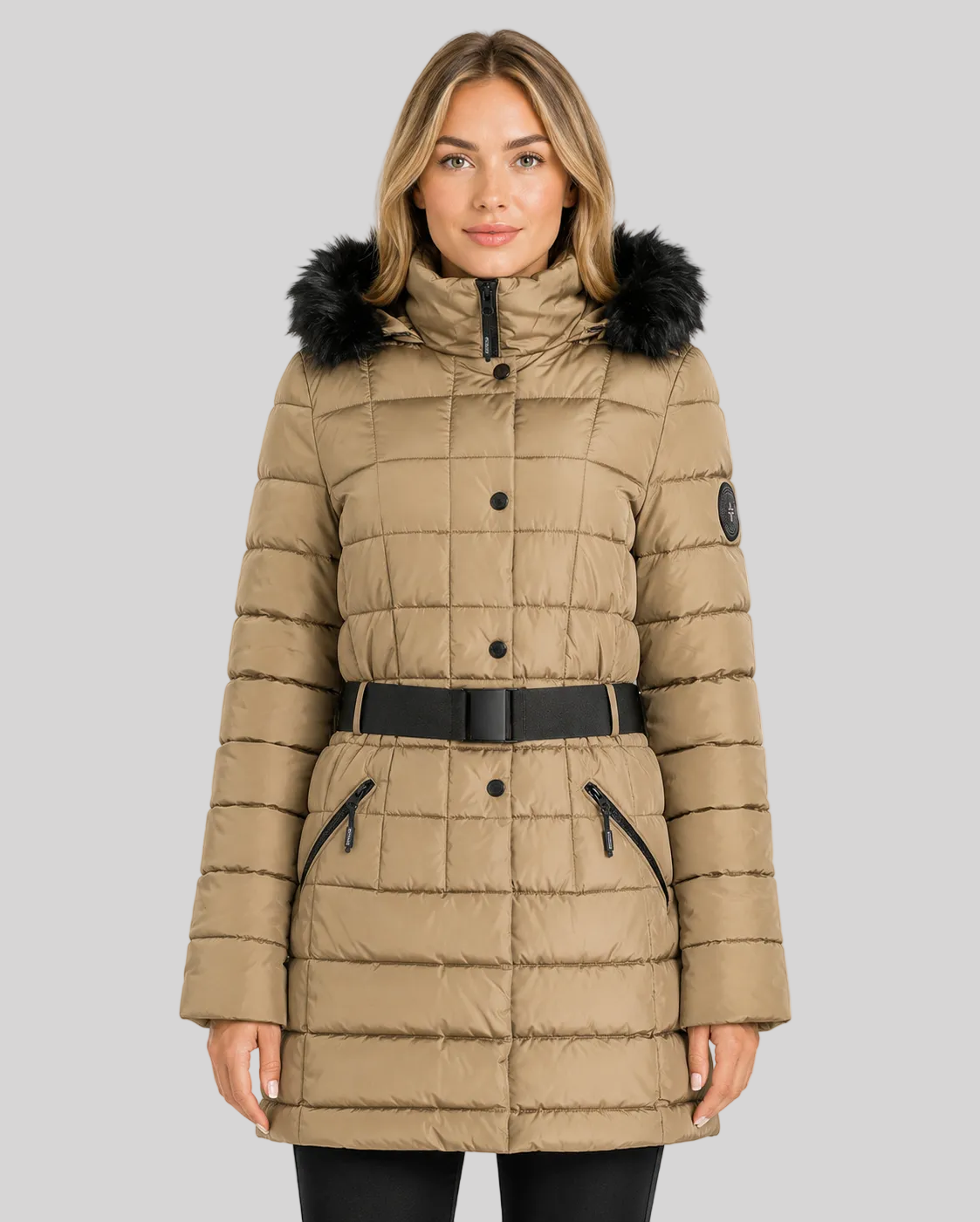 geographical-norway-anemone-damen-parka-winterjacke-kaki-fellkapuze image 6