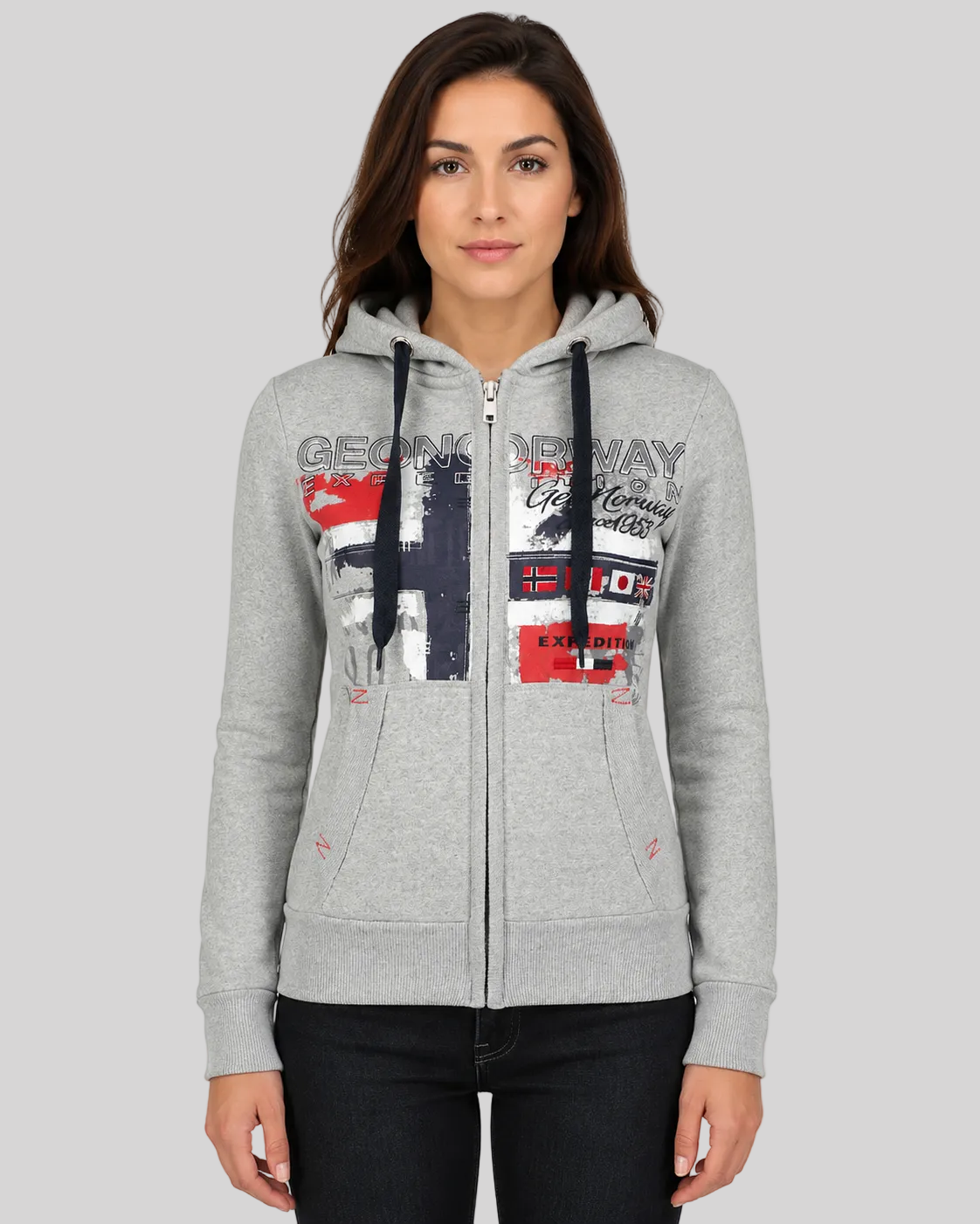 geographical-norway-getchup-damen-hoodie-taupe-mit-k-ngurutasche image 6
