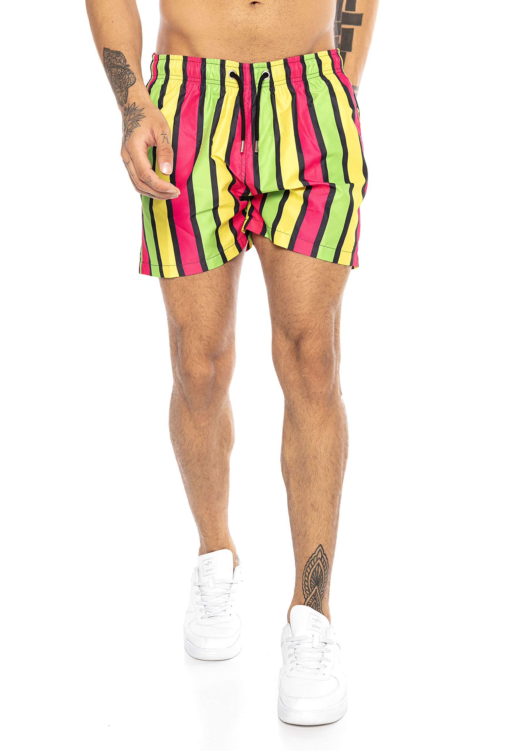 redbridge-shorts-herren-badehose-neon-stripes-gelb-l image 2