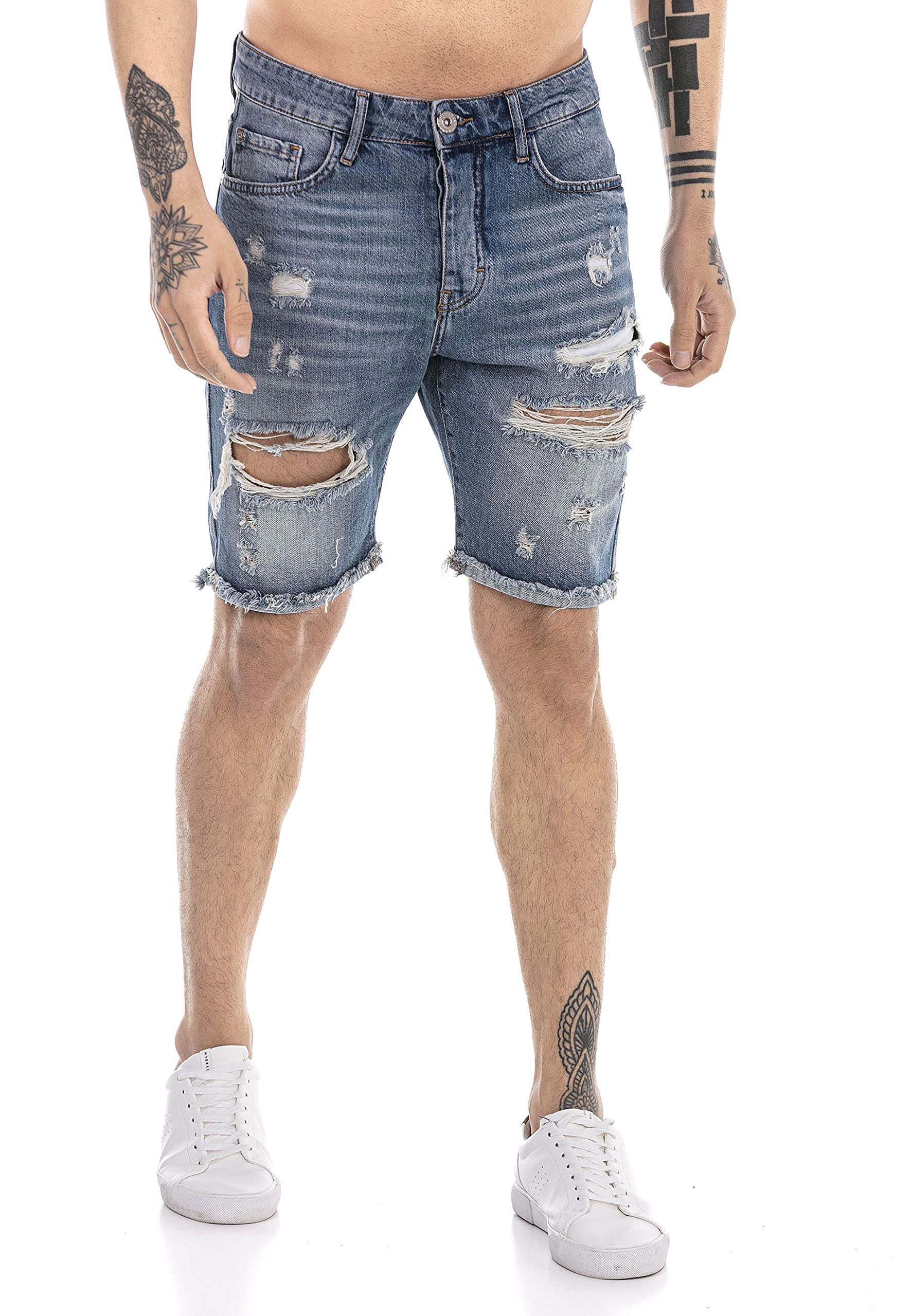 redbridge-shorts-jeans-shorts-herren-denim-blau-2-destroyed-look image 1