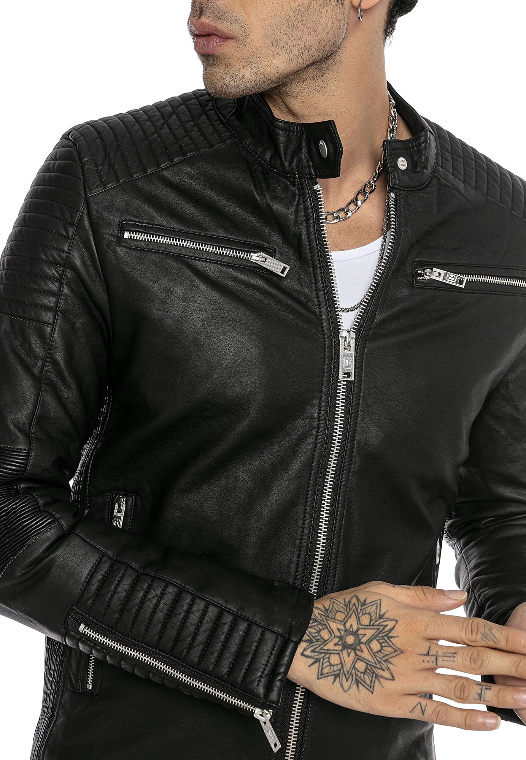 redbridge-oberbekleidung-herren-lederjacke-biker-schwarz-m image 2