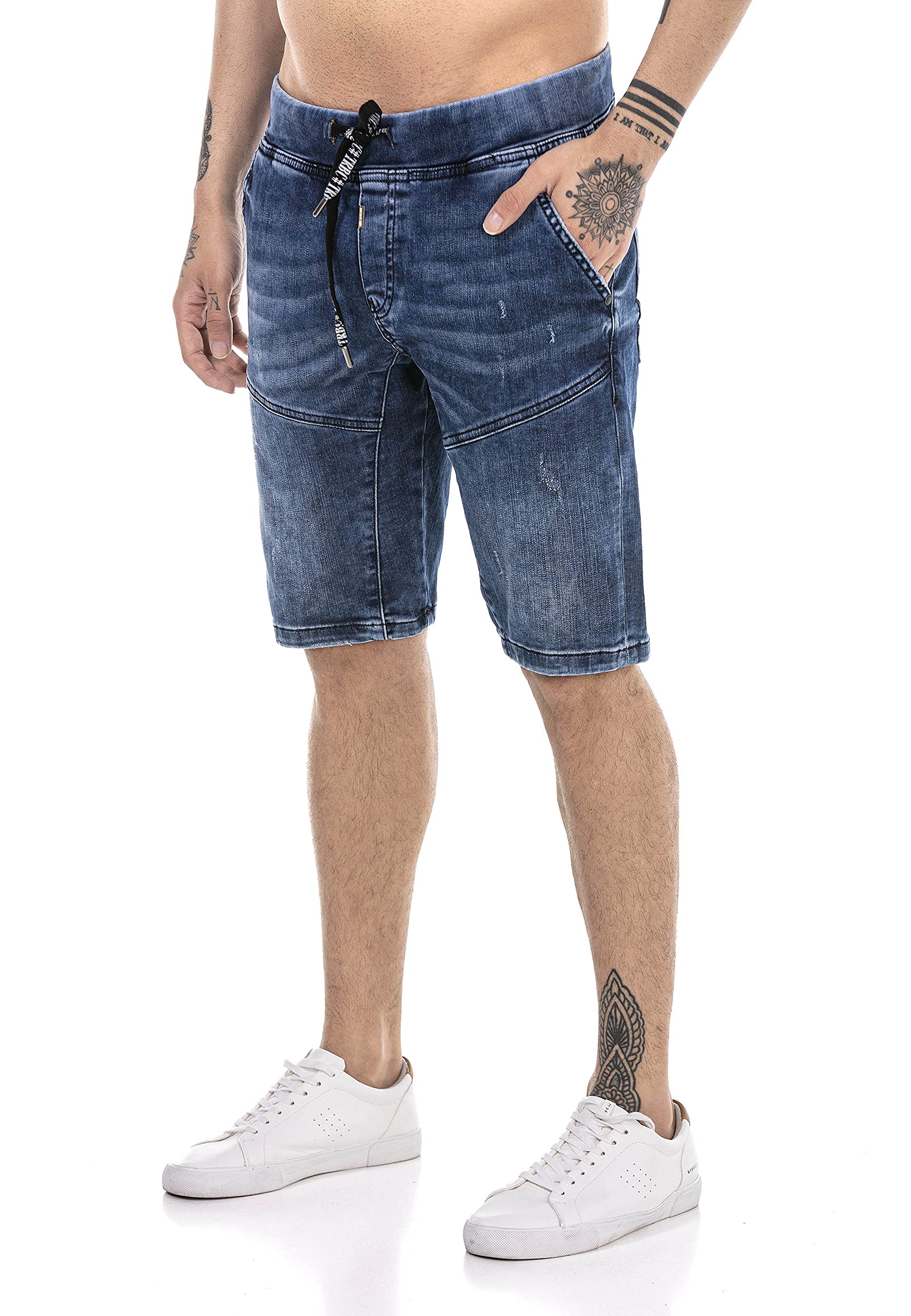redbridge-shorts-used-look-jeansshorts-weicher-bund image 1