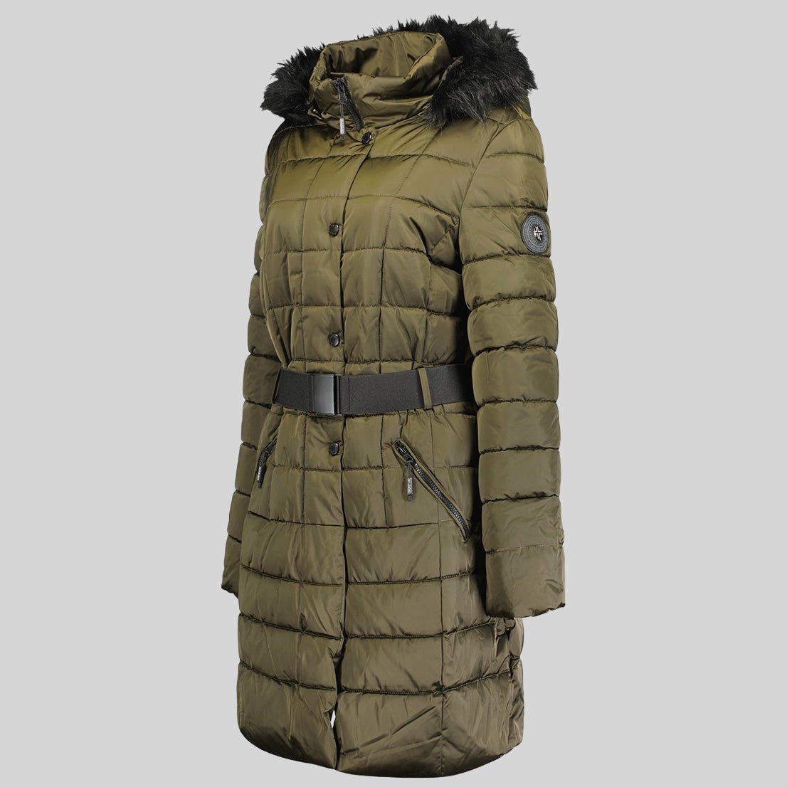 geographical-norway-anemone-damen-parka-winterjacke-kaki-fellkapuze image 4