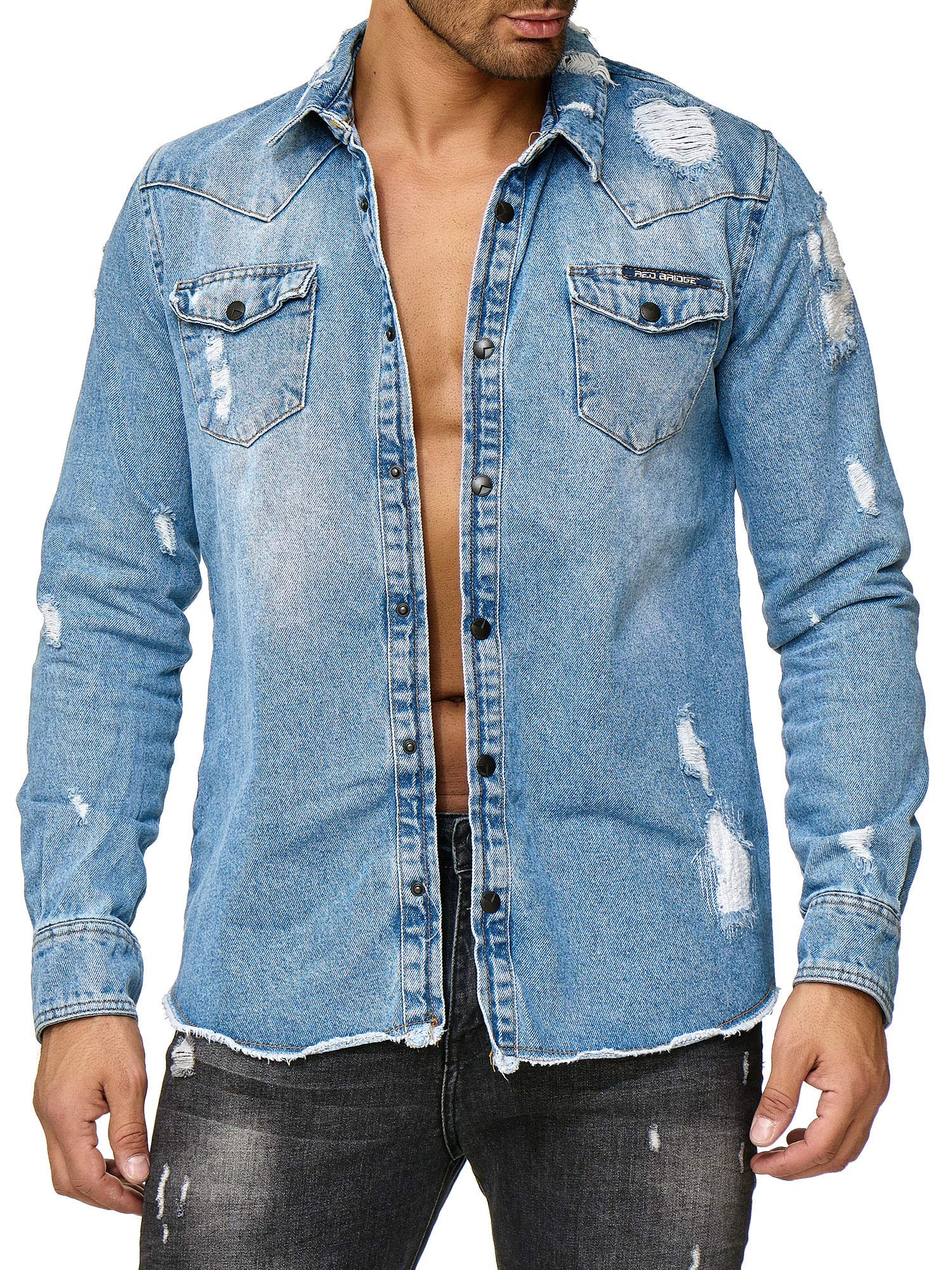 redbridge-jeanshemd-herren-blau-oversized-destroyed-l image 3