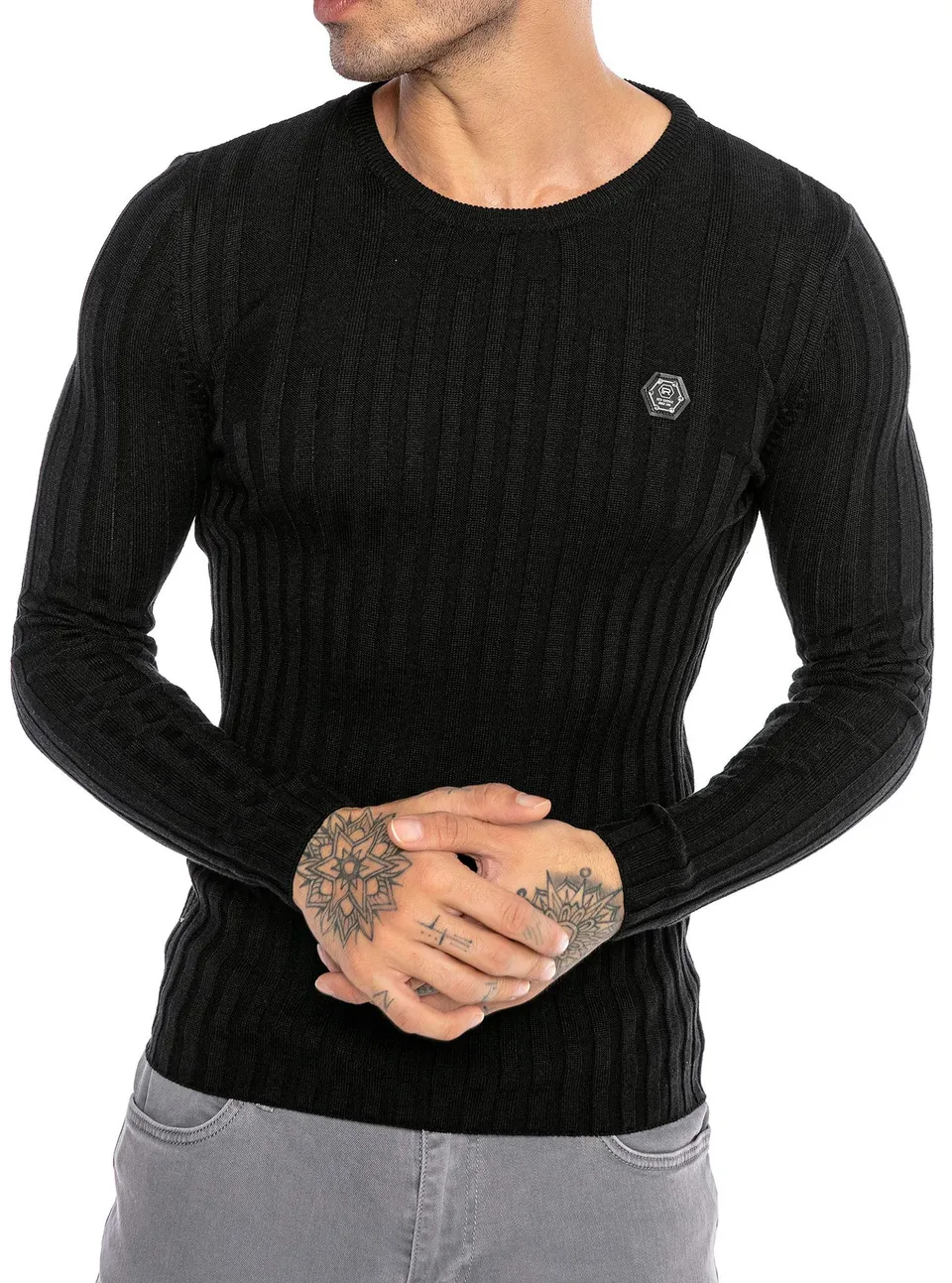redbridge-up-and-down-m3114-strickpullover-herren-schwarz-slim-fit image 1