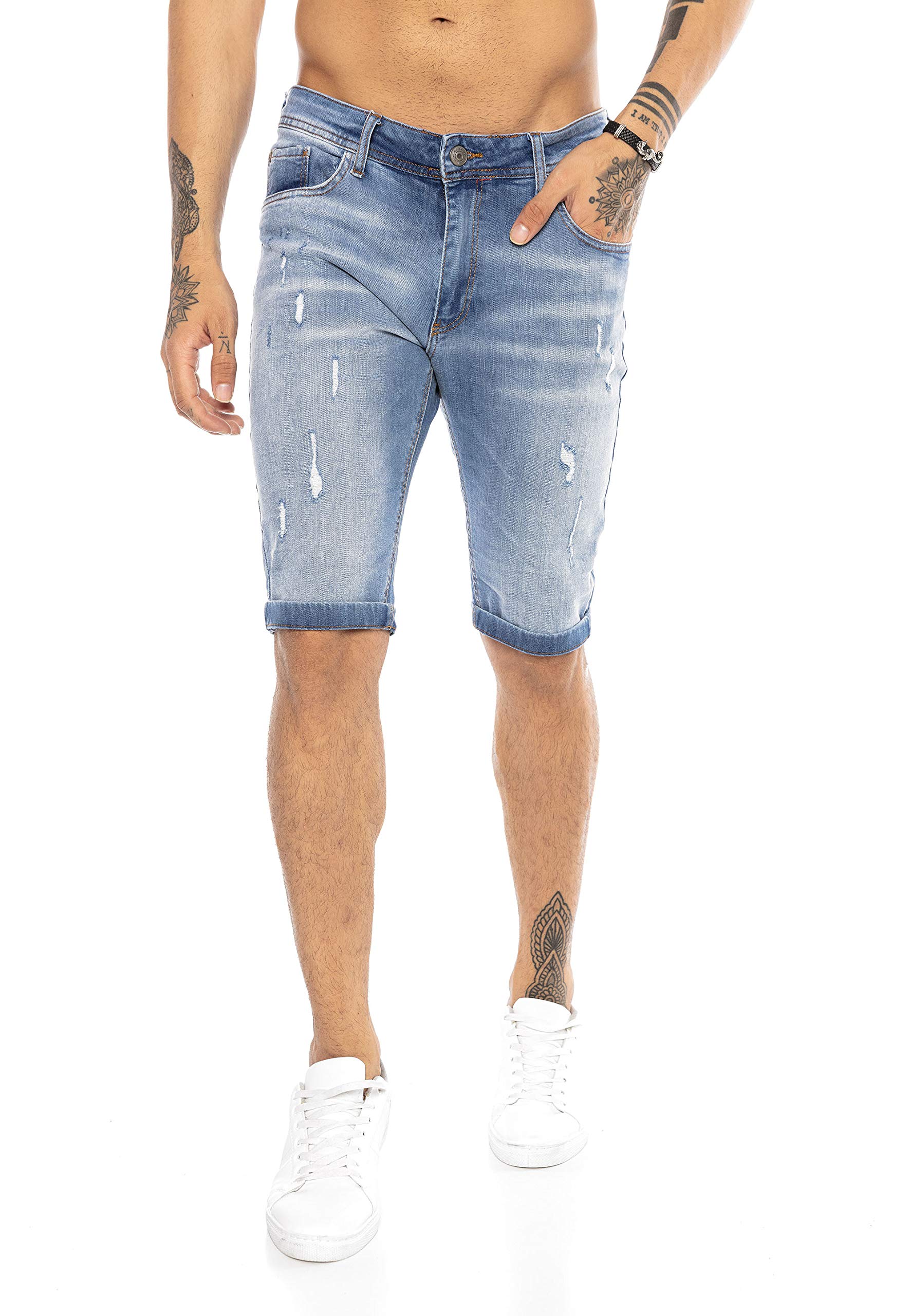 redbridge-shorts-jeans-shorts-denim-blau-28w-destroyed image 8