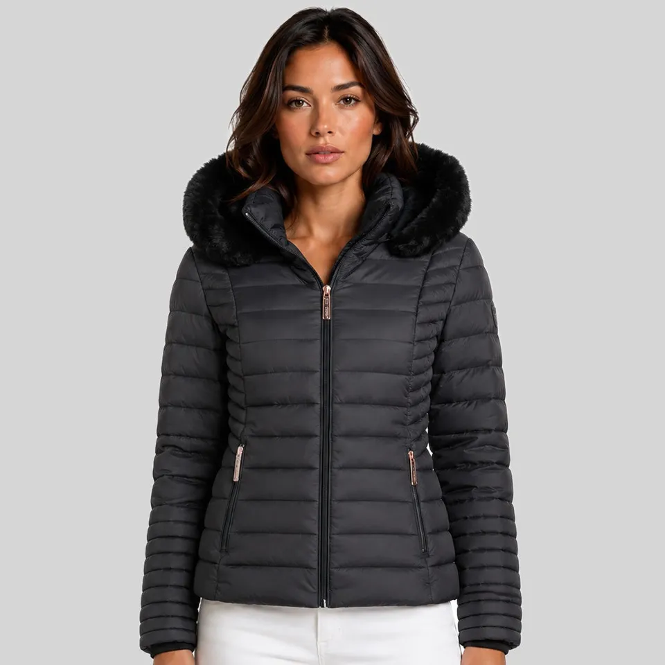 geographical-norway-bumine-damen-steppjacke-schwarz-mit-kapuze image 1