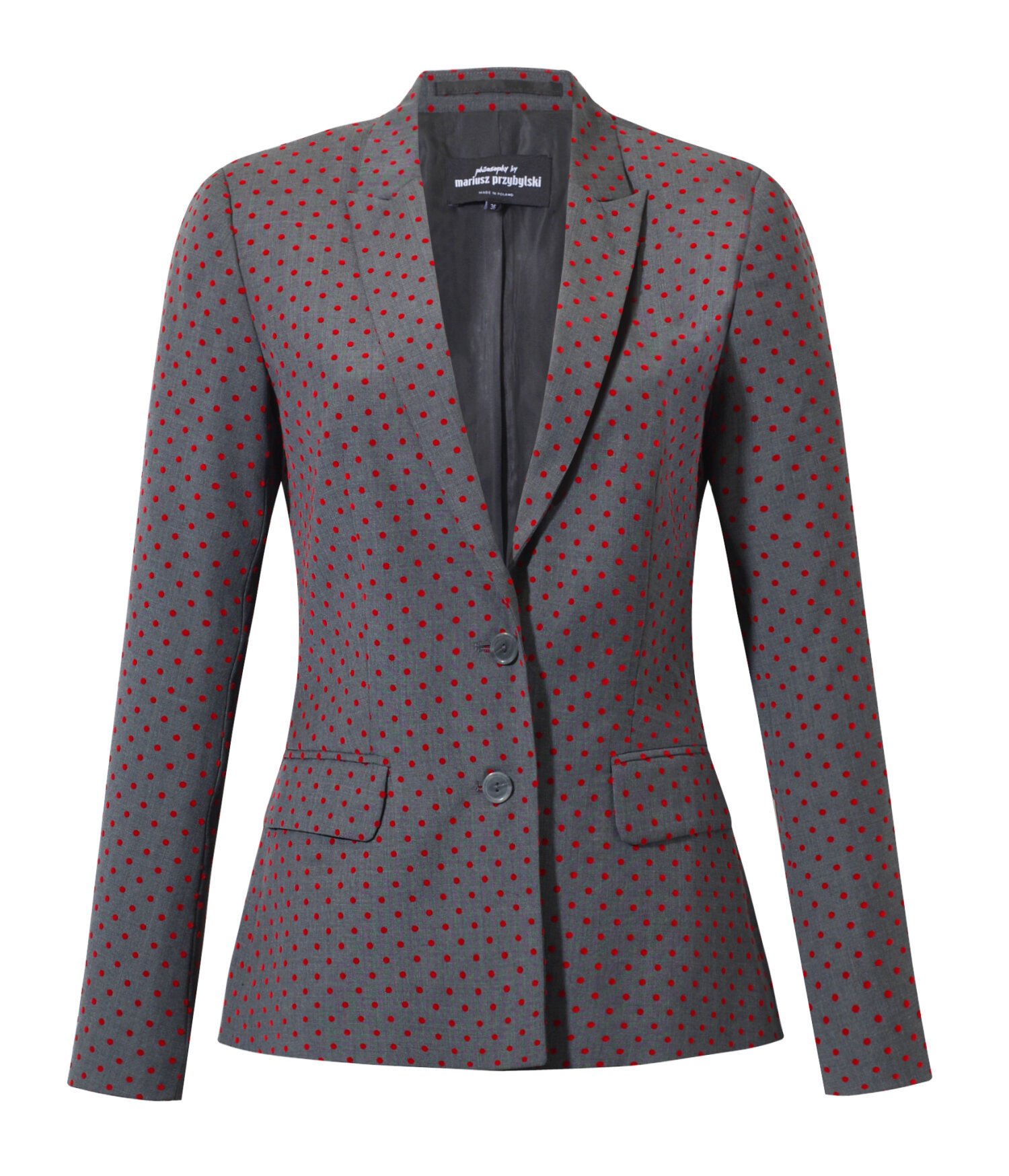 mariusz-przybylski-blazer-rote-punkte-damen-jackett image 1