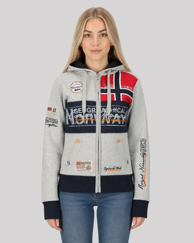 geographical-norway-flyer-damen-sweatshirt-hellgrau-kapuze image 1