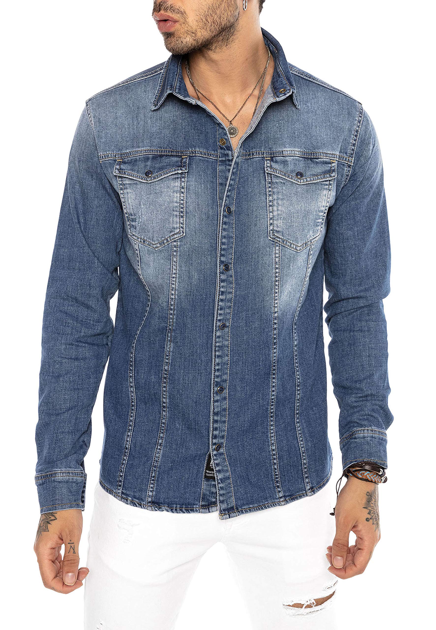 redbridge-premium-denim-jeanshemd-herren-m-blau image 6