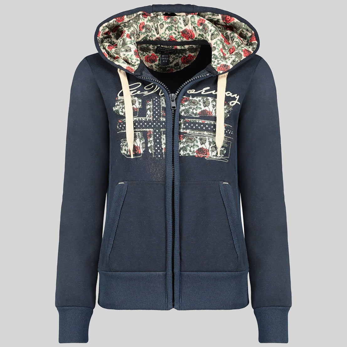geographical-norway-fabeaute-hoodie-damen-marine-zip-baumwolle image 5