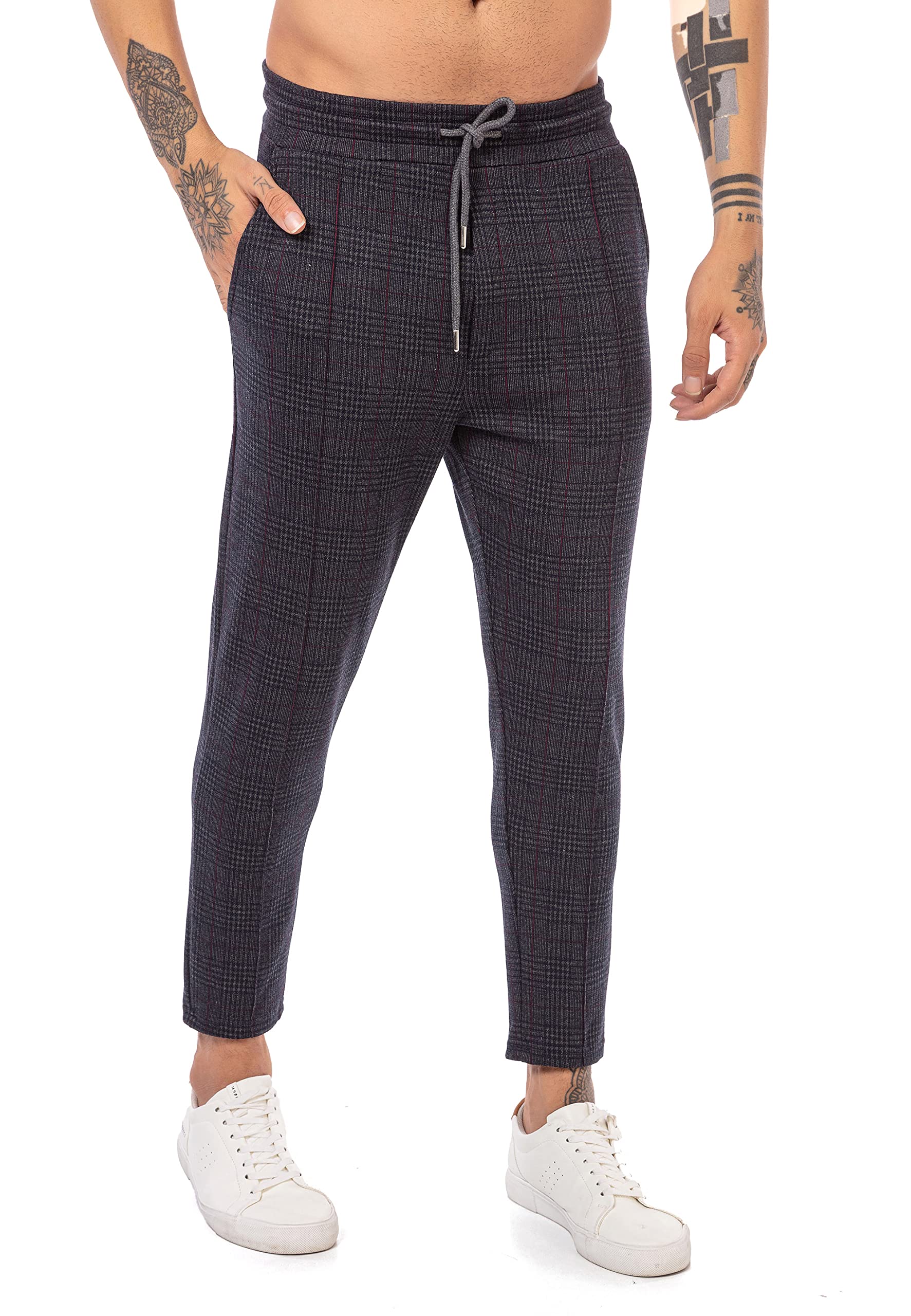 redbridge-chino-hose-herren-kariert-grau-mit-gummibund image 2