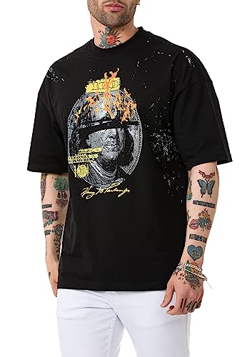 redbridge-t-shirts-t-shirt-herren-schwarz-dollar-print-baumwolle image 6