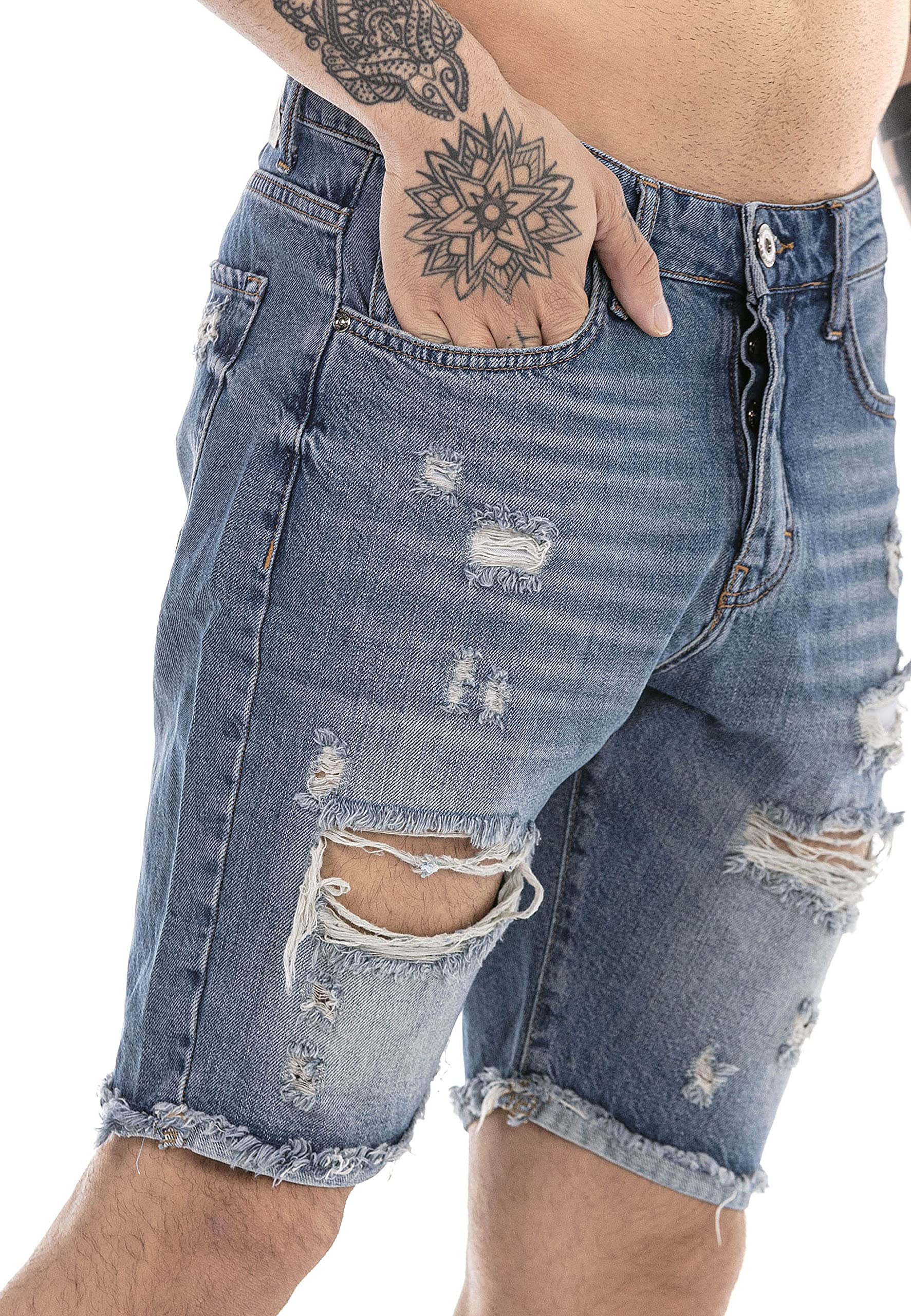 redbridge-shorts-jeans-shorts-herren-denim-blau-2-destroyed-look image 5