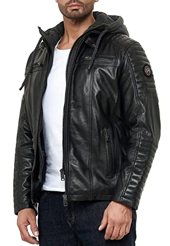 redbridge-lederjacke-herren-biker-echtleder-schwarz-mit-kapuze image 7