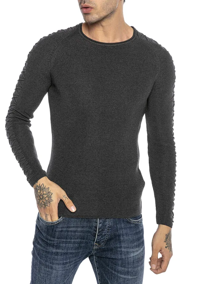redbridge-cross-lines-m3117-strickpullover-herren-grau-slim-fit image 1