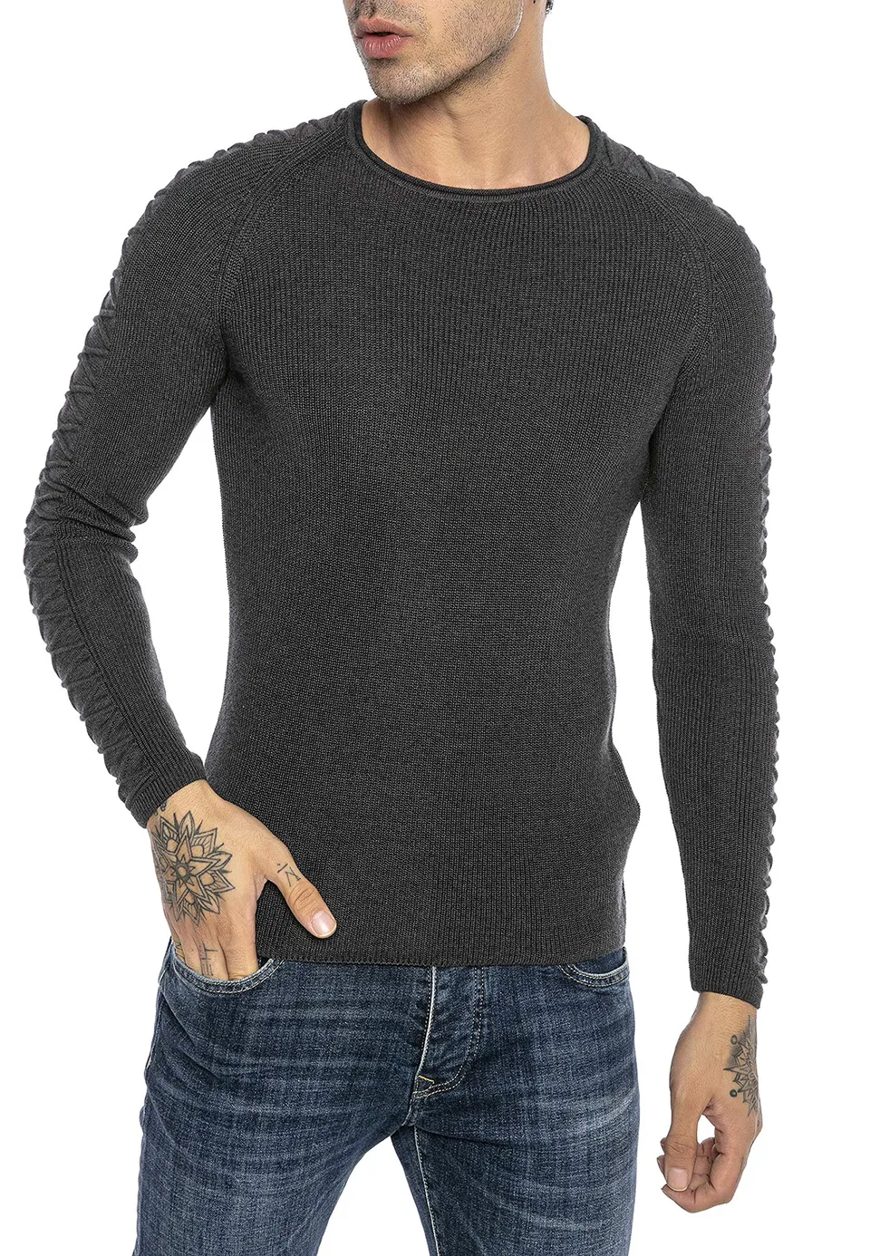 redbridge-cross-lines-m3117-strickpullover-herren-grau-slim-fit image 1