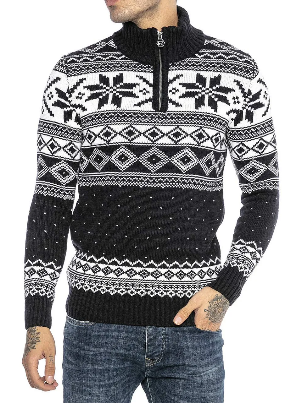 redbridge-m3121-norweger-pullover-herren-blau-l-stehkragen image 1