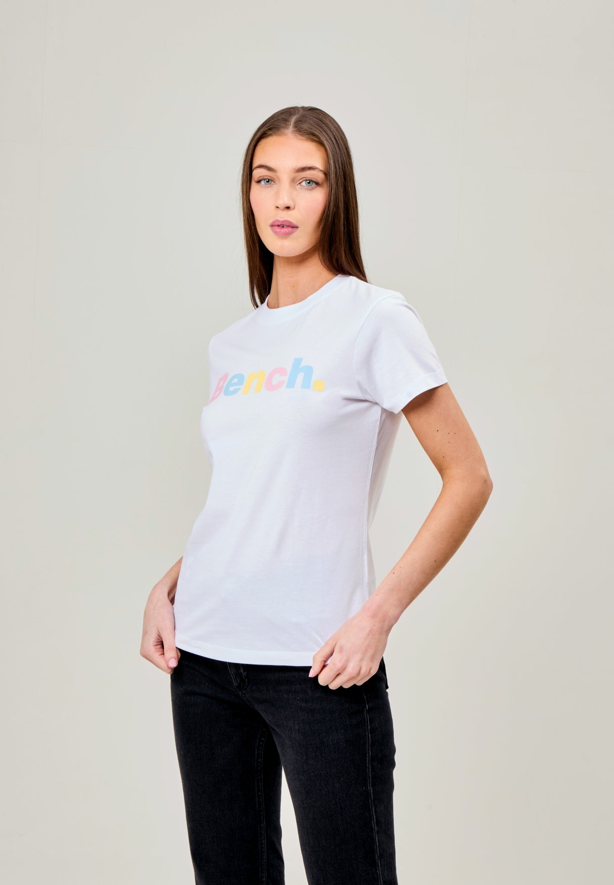 bench-elio-t-shirt-damen-wei-baumwolle-logoprint image 4