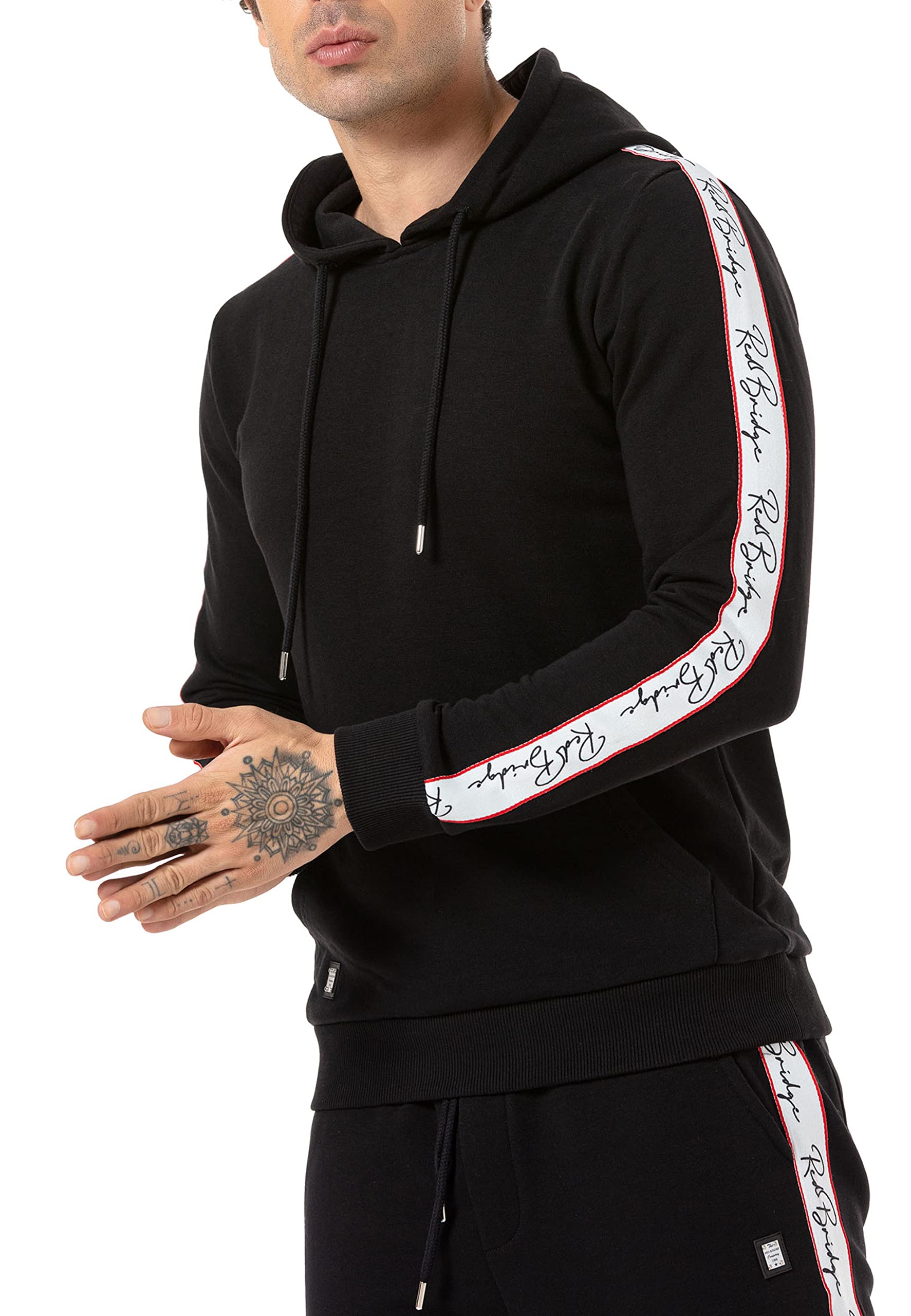 redbridge-streifen-kapuzenpullover-herren-schwarz-hoodie image 1
