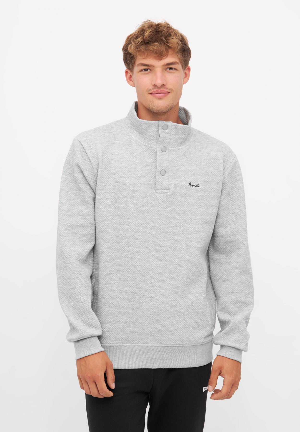 bench-heber-herren-sweatshirt-grau-stepp-knopfleiste image 2