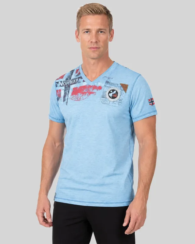 geographical-norway-jamo-herren-t-shirt-blau-baumwolle-print image 1