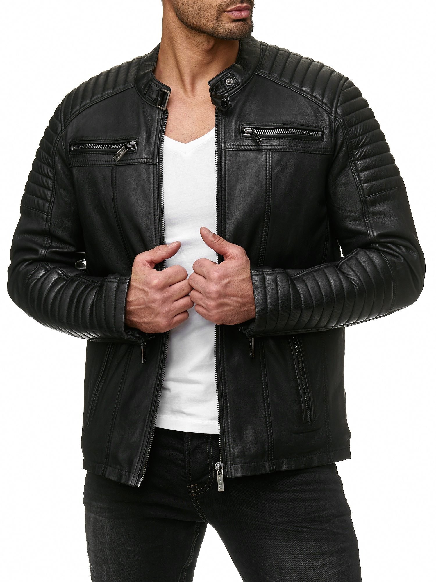 redbridge-biker-lederjacke-echtleder-schwarz-3xl-gesteppt image 1