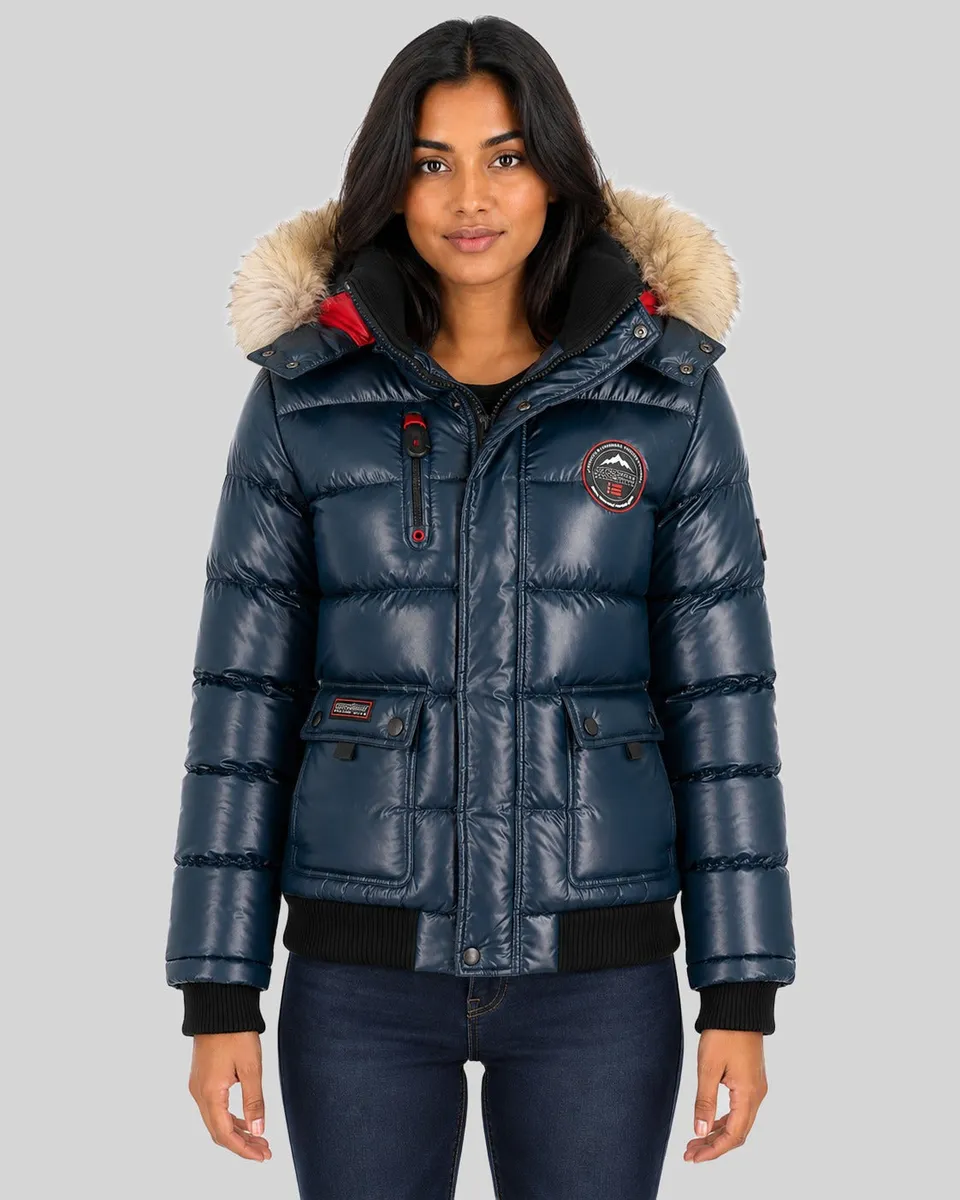 geographical-norway-bugs-damen-daunenjacke-marine-mit-fellkapuze image 1