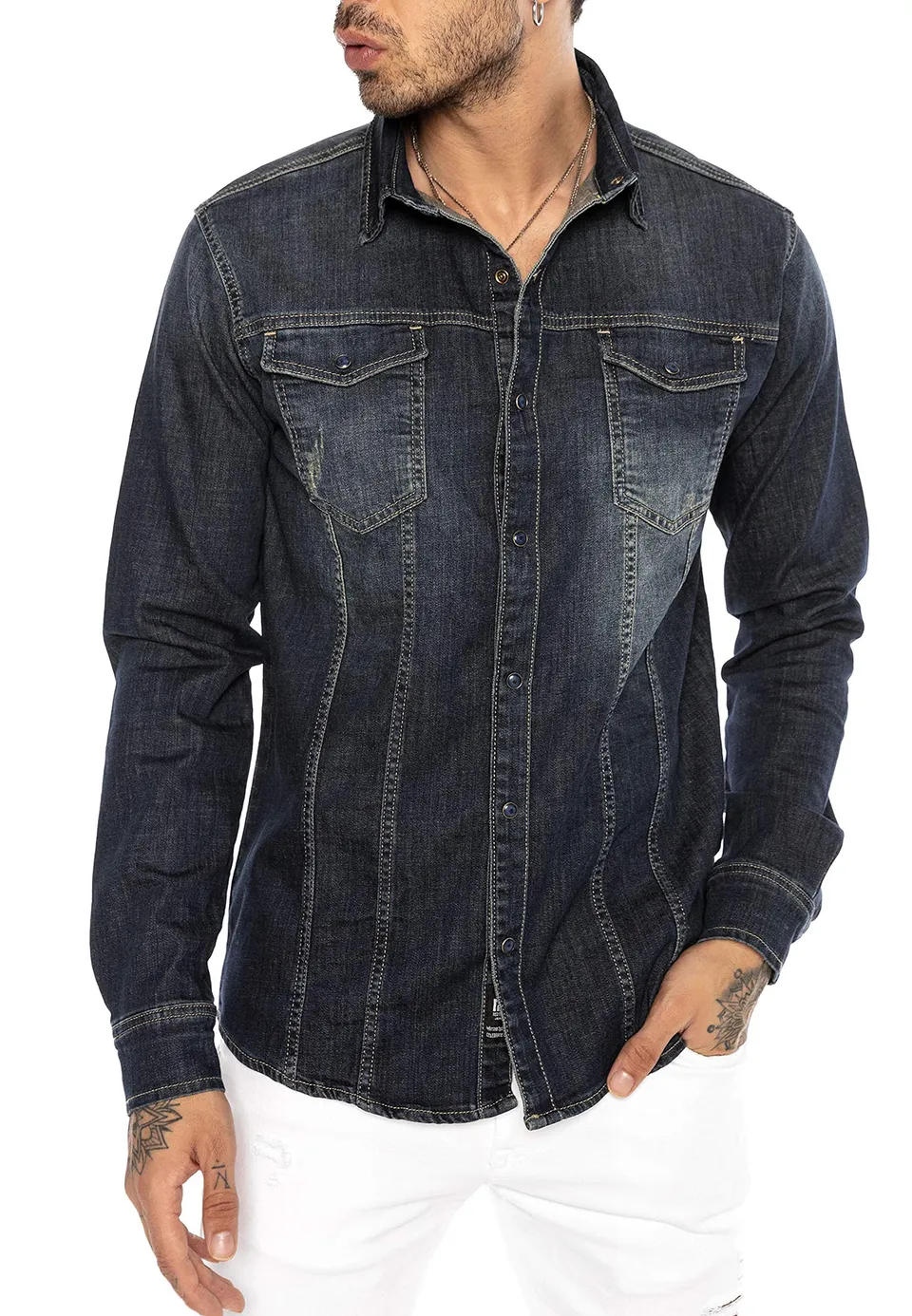 redbridge-premium-denim-jeanshemd-herren-m-blau image 1