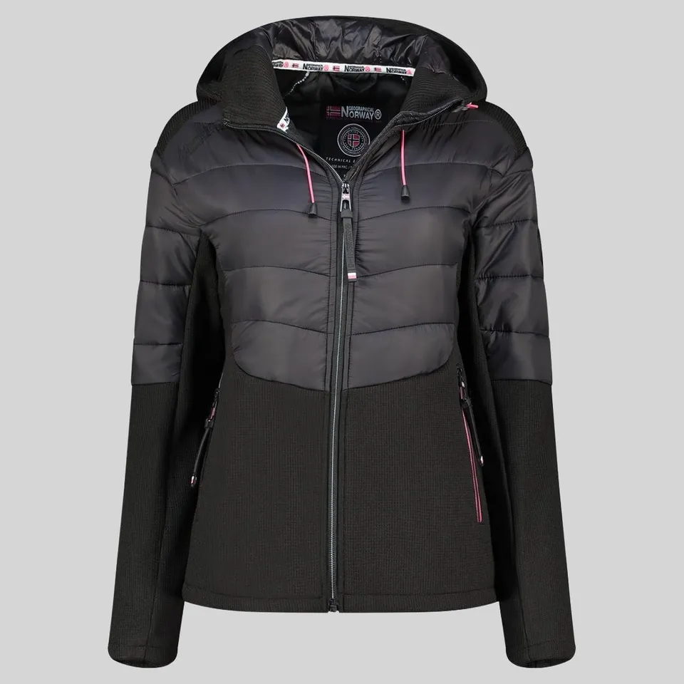 geographical-norway-trendy-fleecejacke-damen-schwarz-xl-mit-kapuze image 1