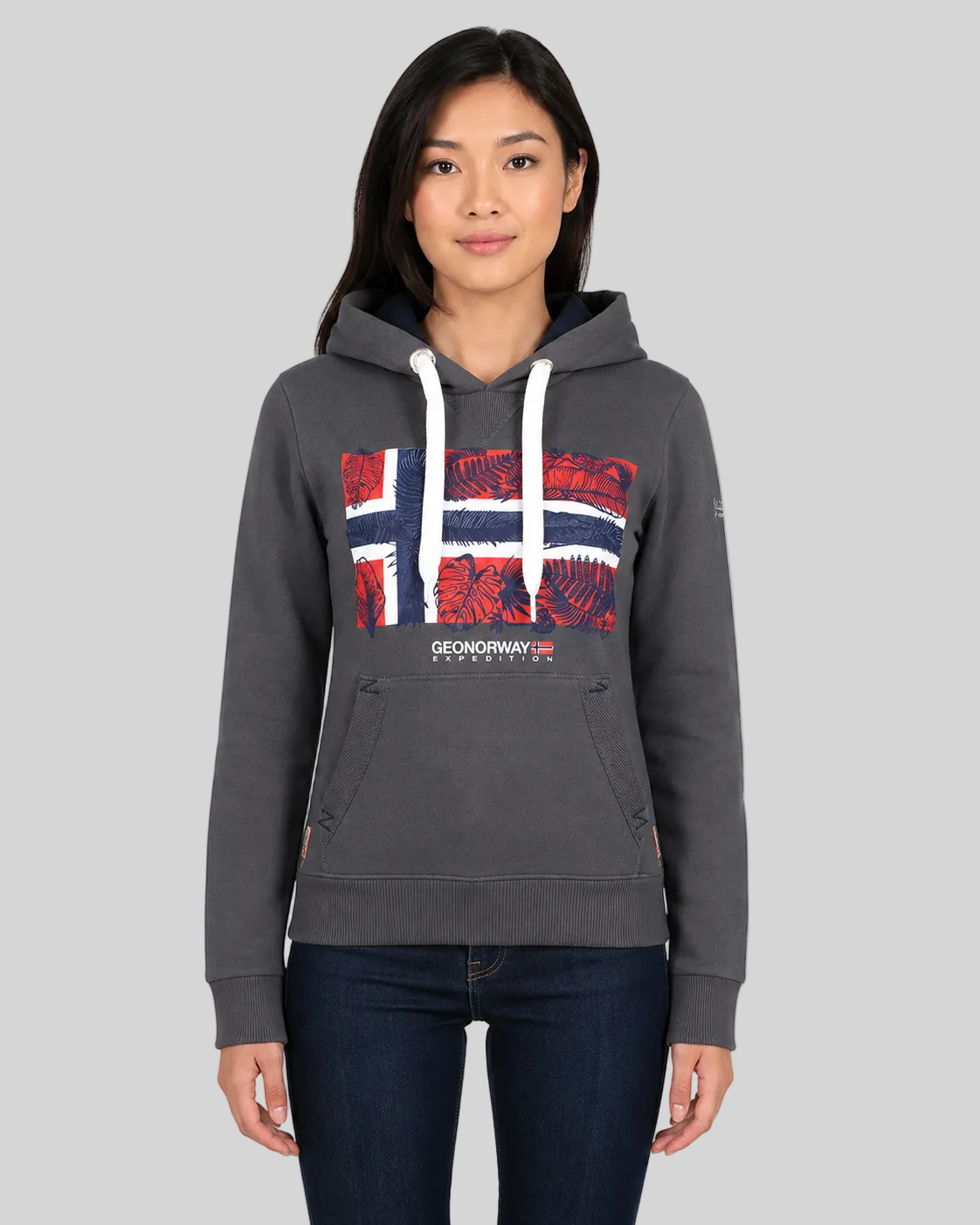geographical-norway-gpalm-damen-sweatshirt-mit-kapuze-grau image 1