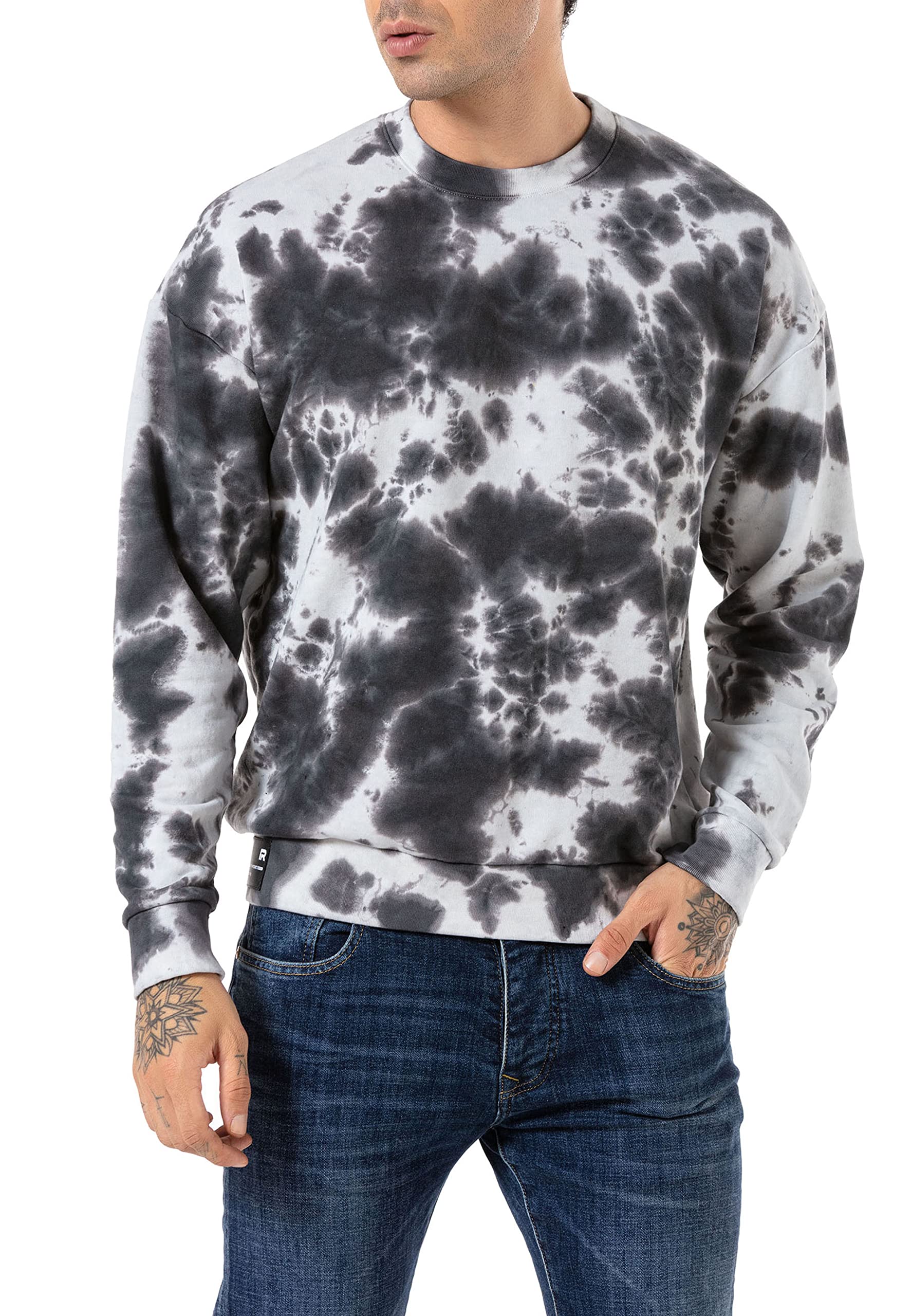 redbridge-sweatshirt-batik-rundhals-herren-schwarz-gr-l image 1