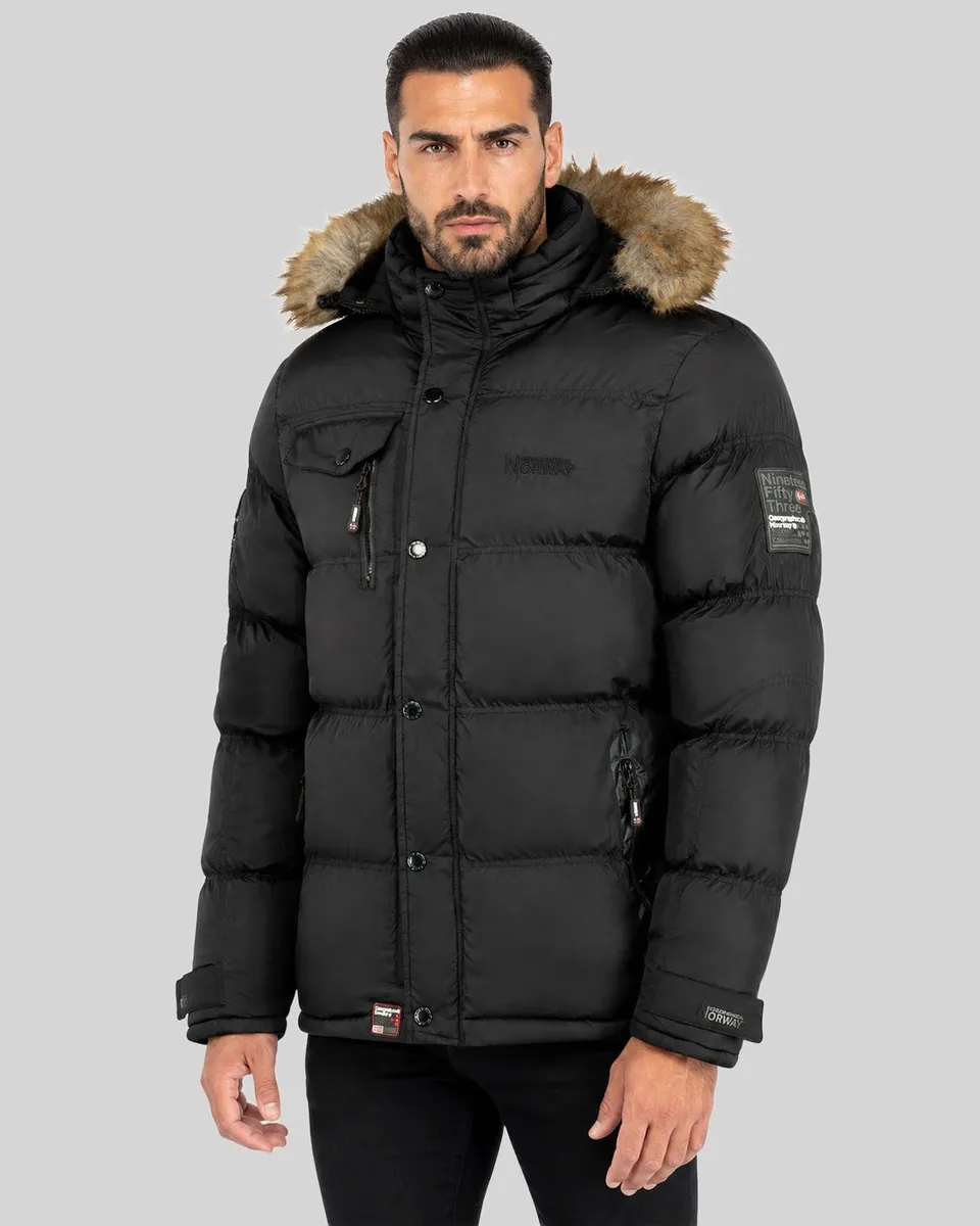 geographical-norway-bonap-herren-steppjacke-winter-schwarz-fellkapuze image 1