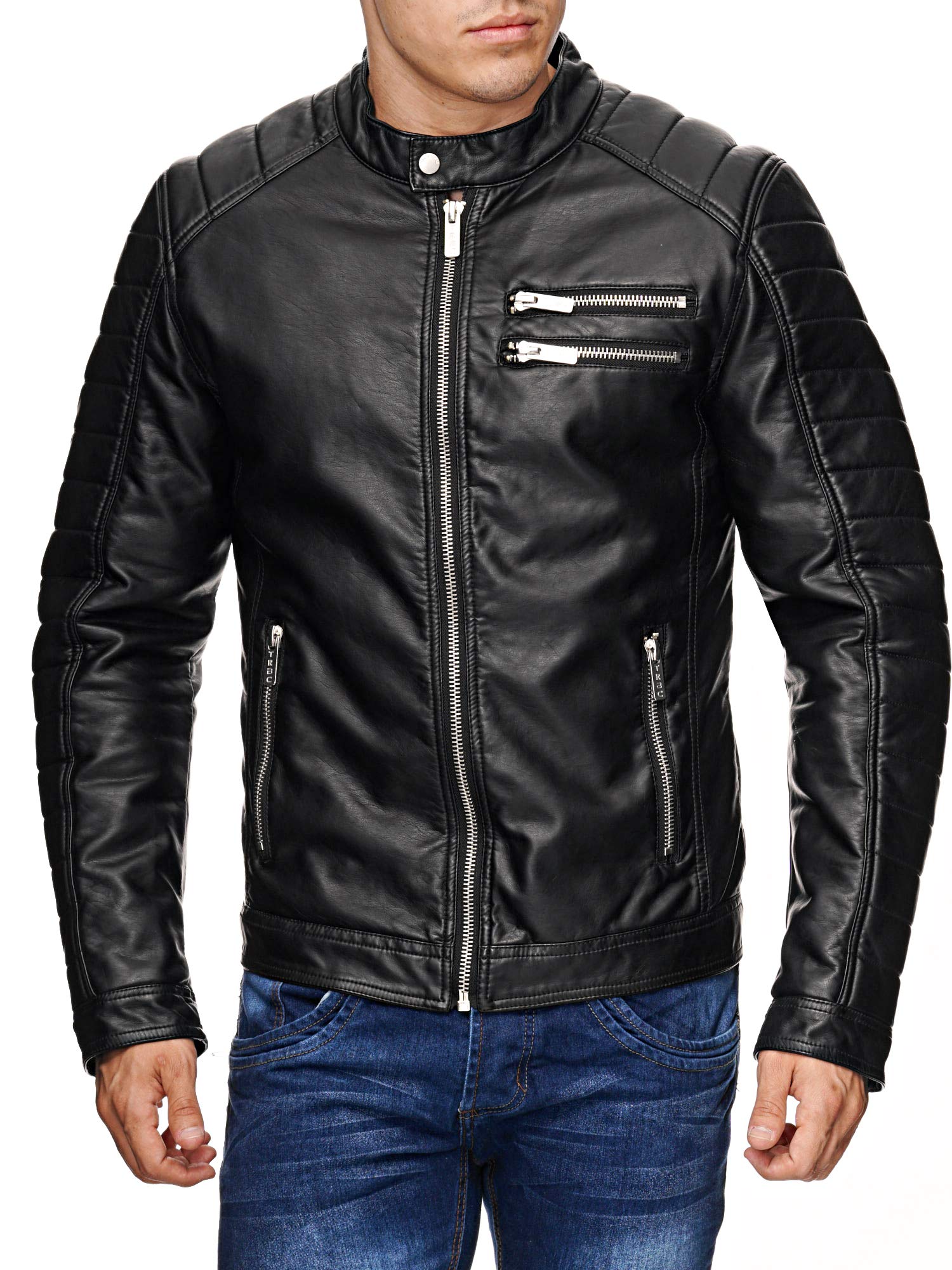 redbridge-m6034-bikerjacke-kunstleder-herren-schwarz-gef-ttert image 2