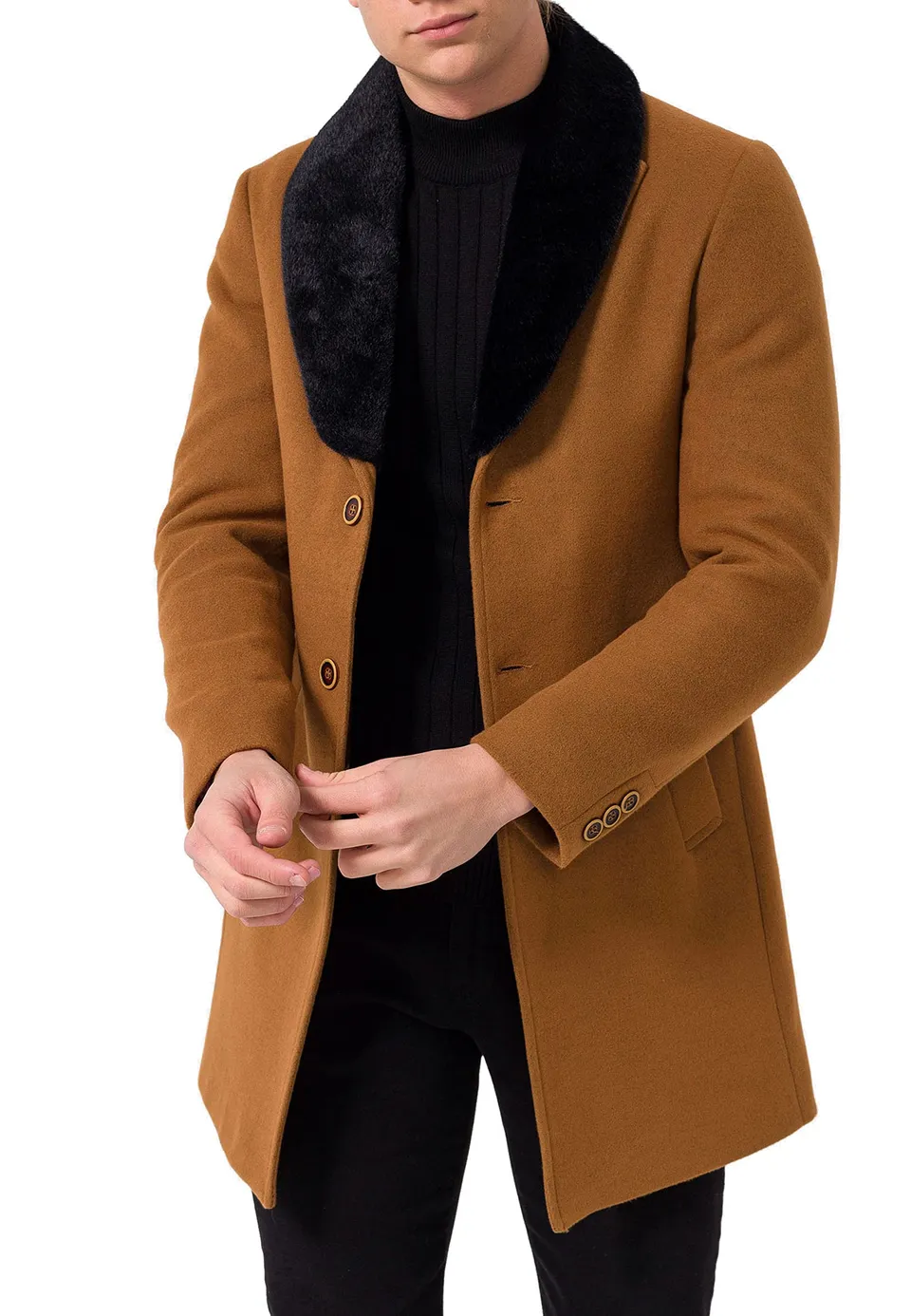 redbridge-trenchcoat-herren-mantel-jacke-schwarz-elastisch image 1