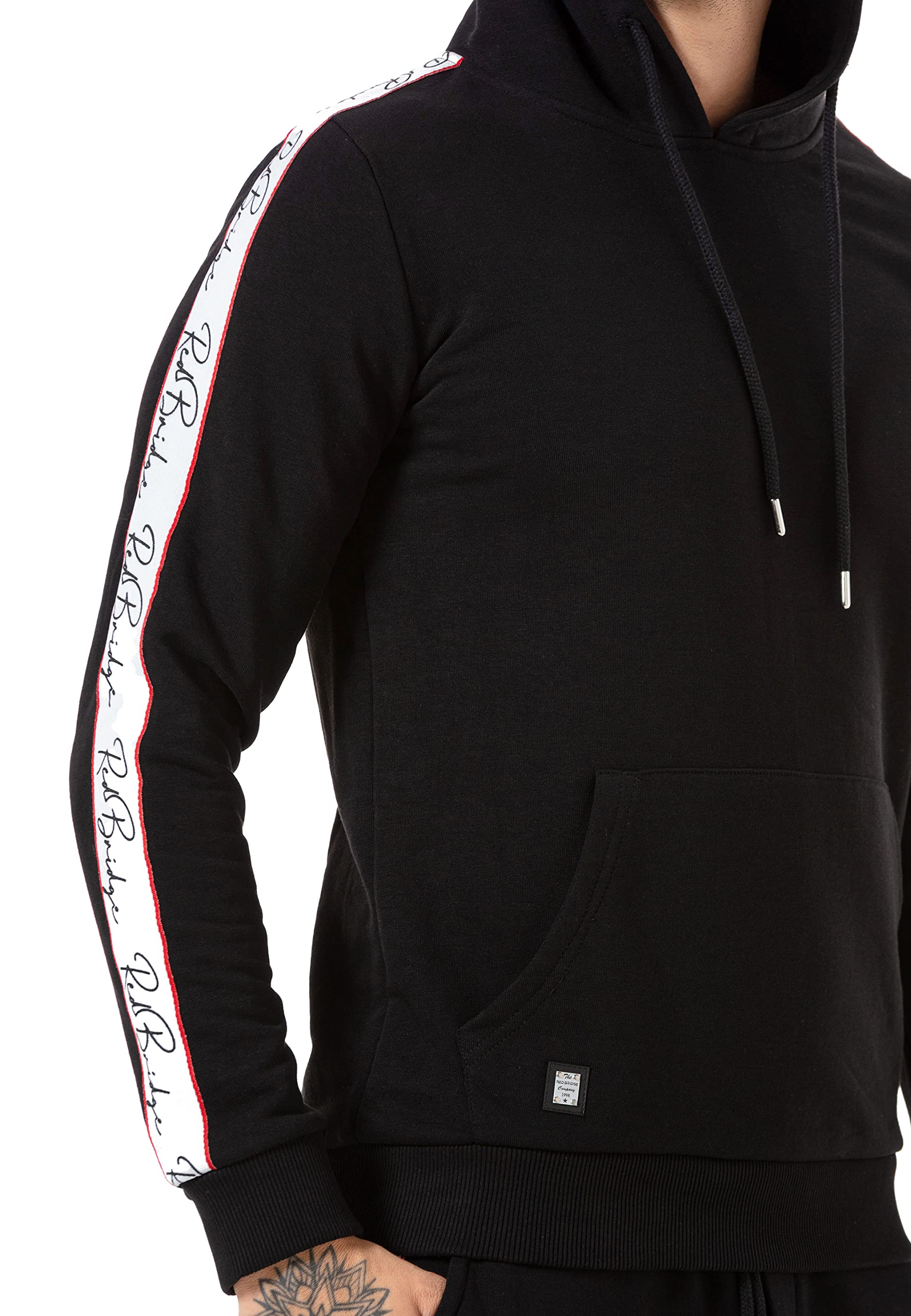 redbridge-streifen-kapuzenpullover-herren-schwarz-hoodie image 6