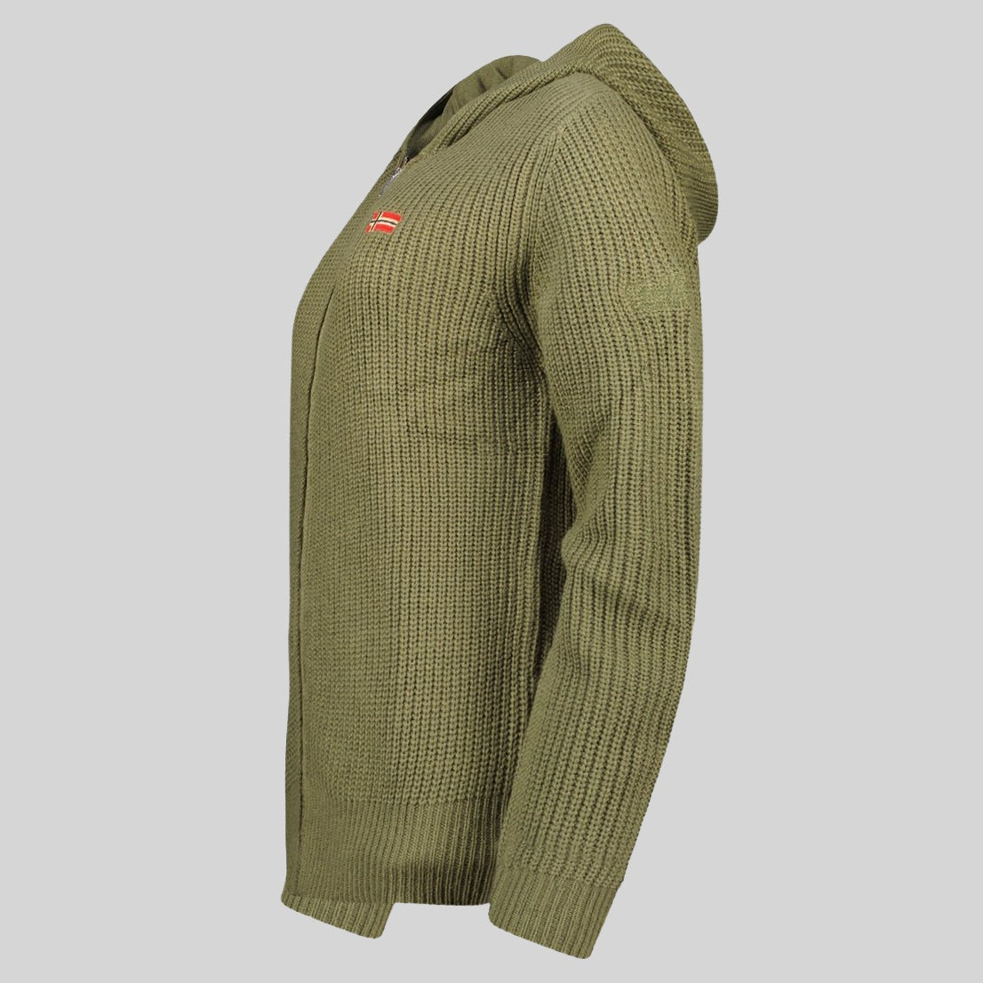 geographical-norway-flexibus-damen-strickjacke-olive-mit-kapuze image 4